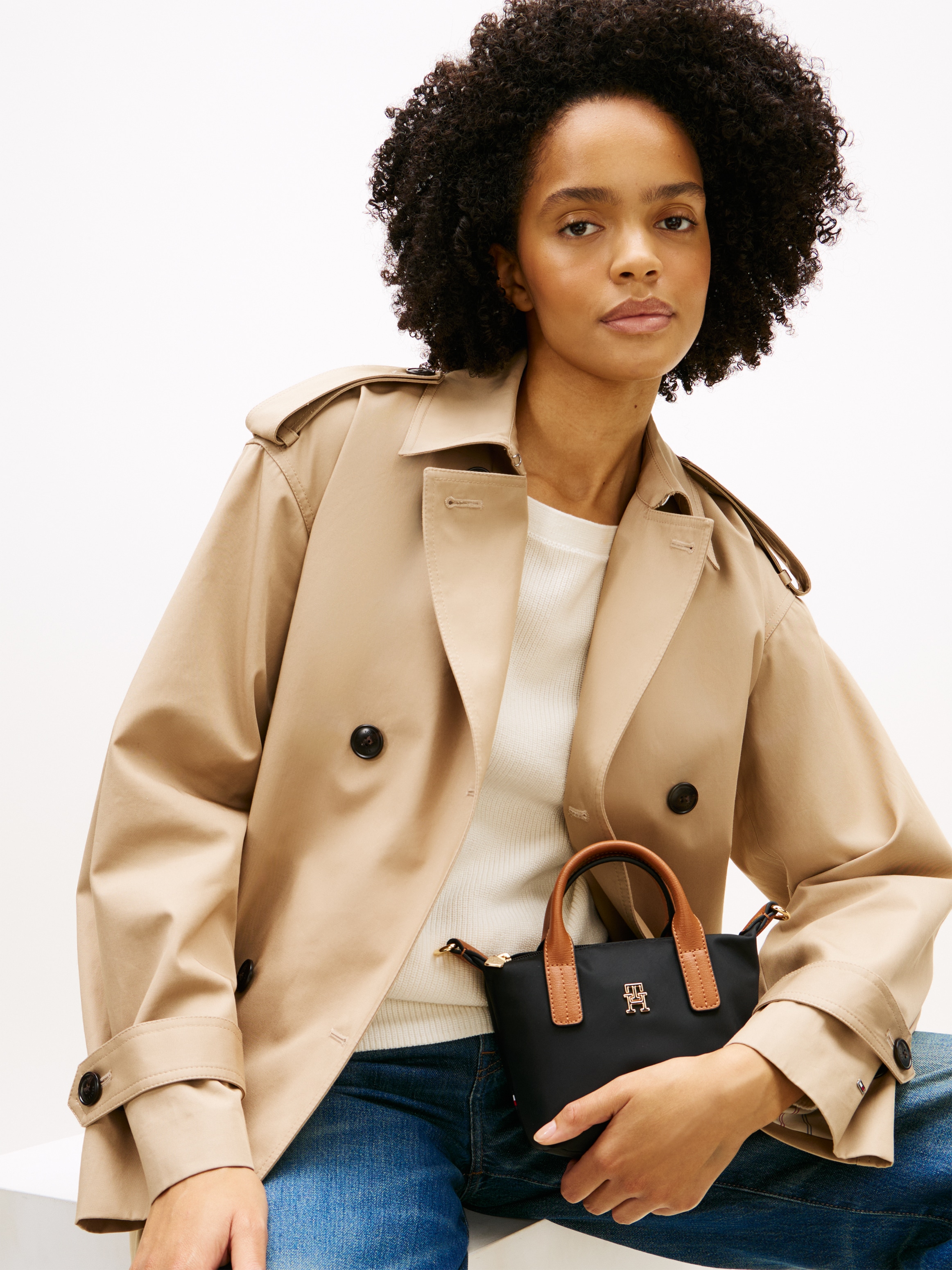 Tommy Hilfiger »POPETTE MICRO TOTE« sac bandoulière femme, sac épaule au look contrasté