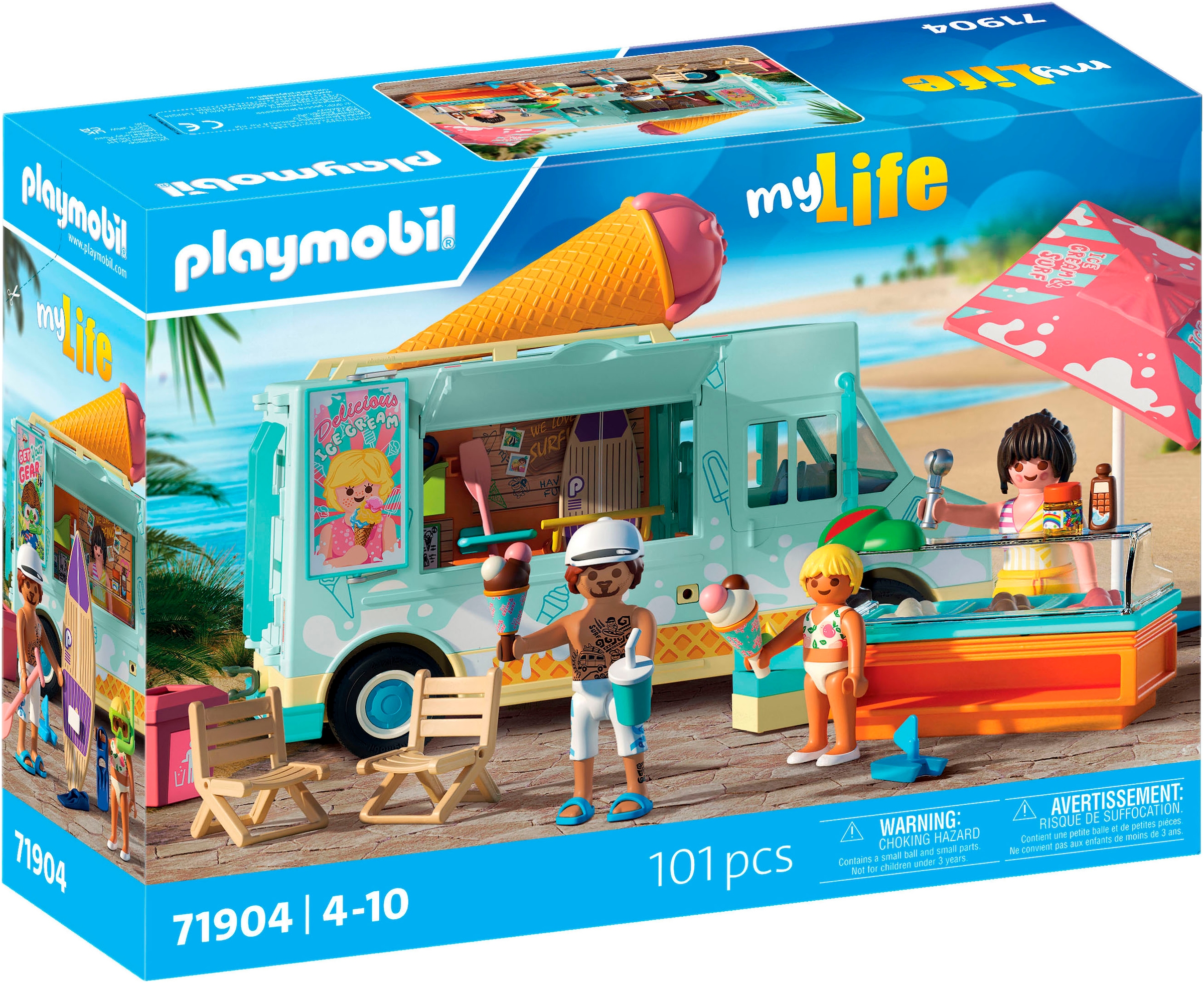 Playmobil® Jeu de construction »Ice Cream Truck mit Surfshop (71904), My Life« Made in Germany