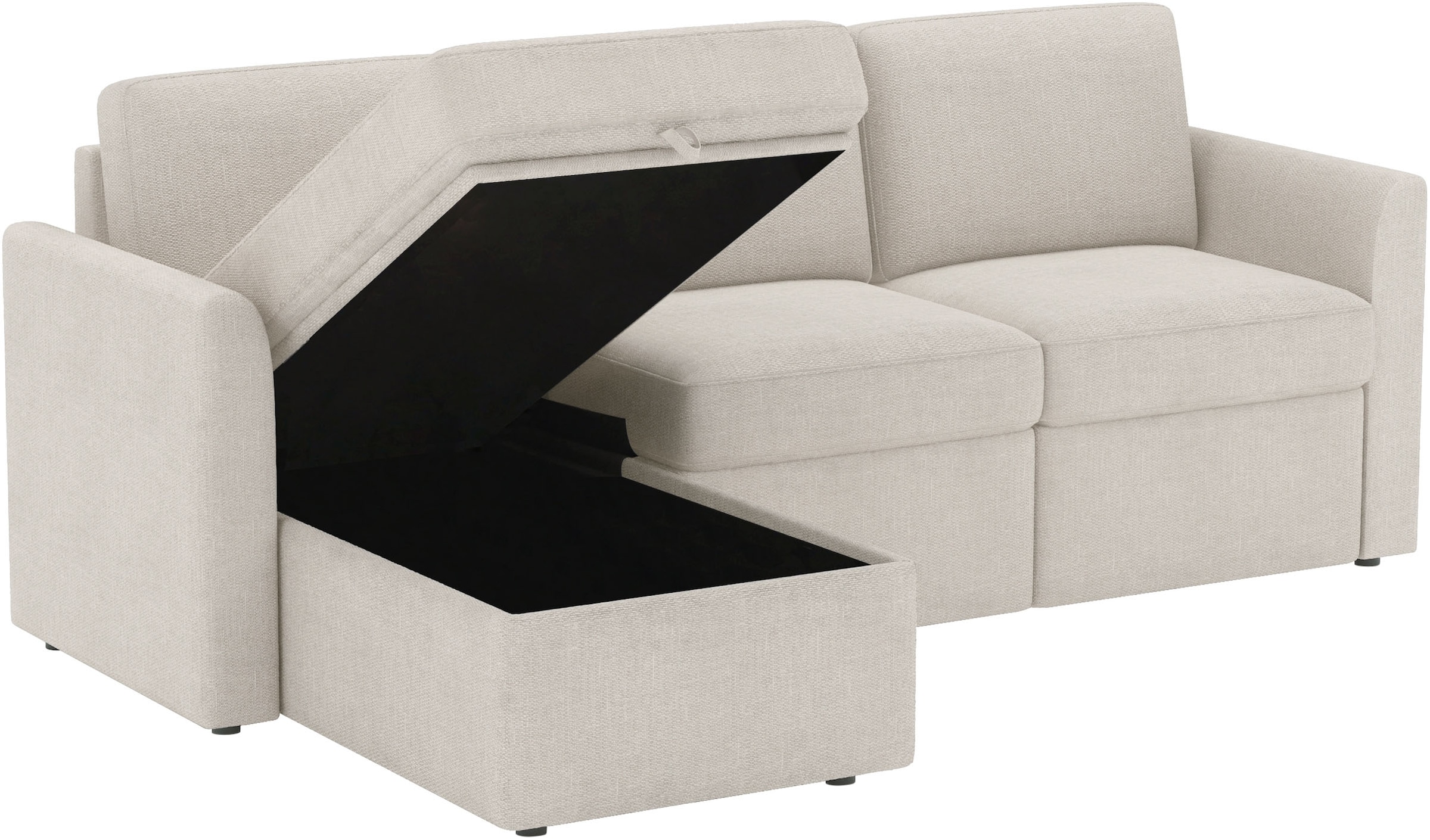 Dorel Home Canapé d'angle »NORDHUS, L-Form, 200 cm, Recamiere rechts/links montierbar« grosser Stauraum, softer Cord und feiner Webstoff-Bezug