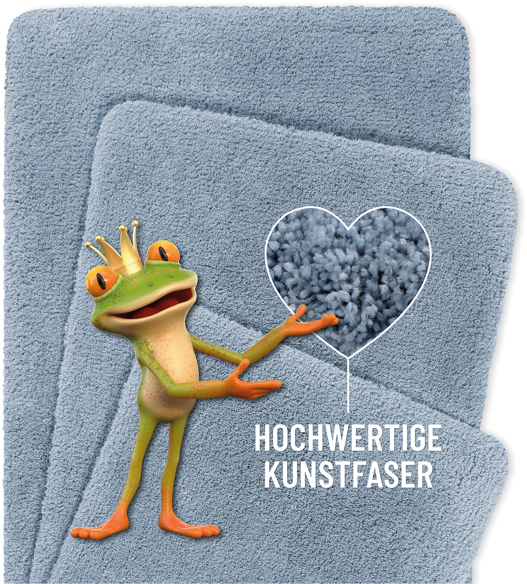 Homie Living Tapis de bain »Porto Azzurro« Höhe 30 mm revêtement antidérapant Badteppich, uni, rechteckig & rund, waschbar, Badezimmerteppich