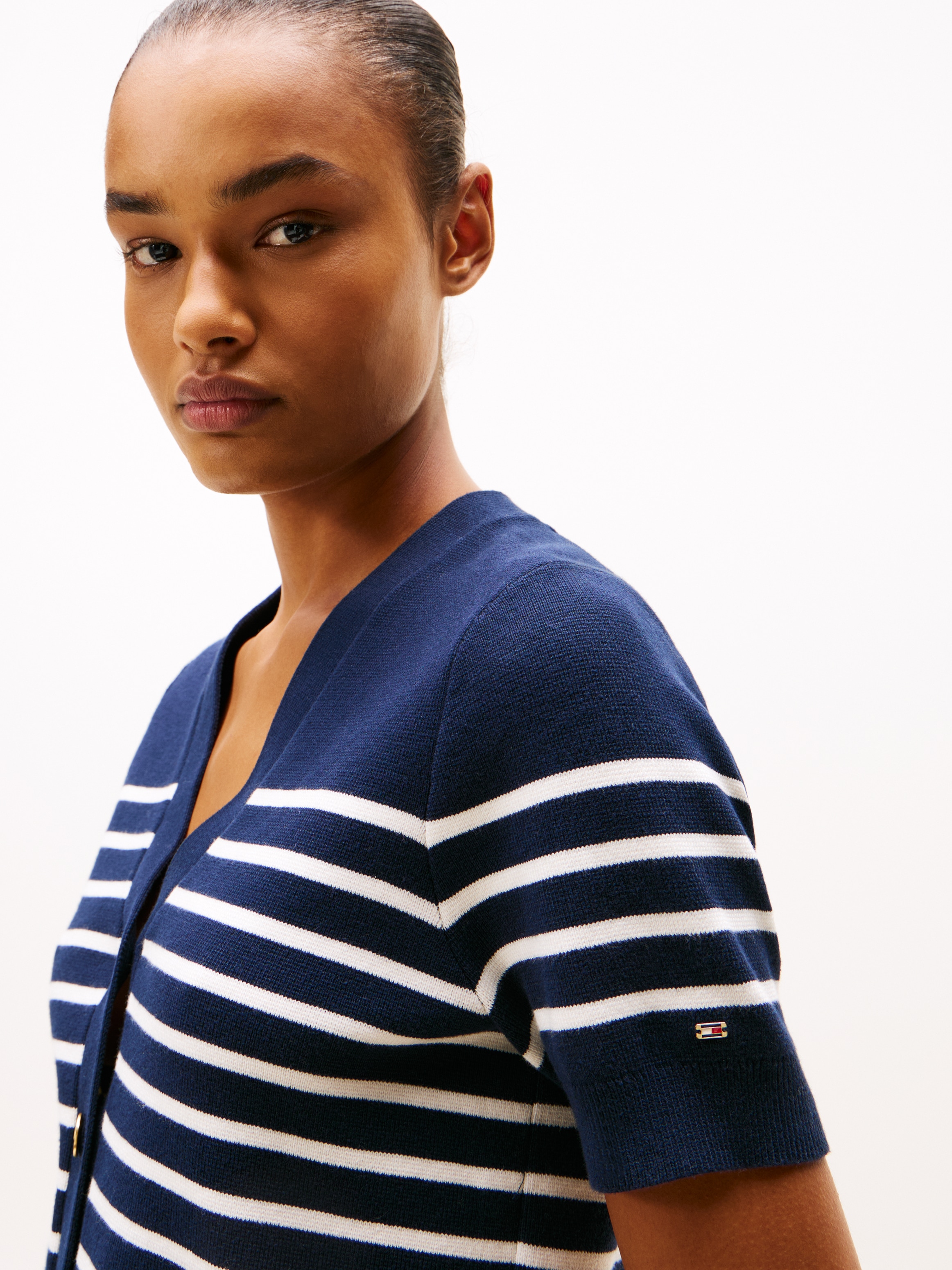 Tommy Hilfiger Veste en tricot »CO JERSEY MID GG GOLD BTN CARDI« mit goldfarbenen Knöpfen