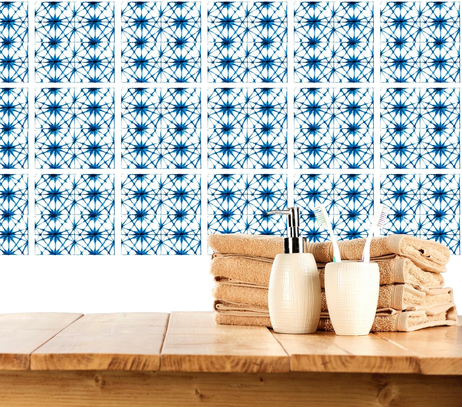 queence Autocollants pour carrelage »Würfel« Stickerfliesen, selbstklebend, Sticker, 12er Set