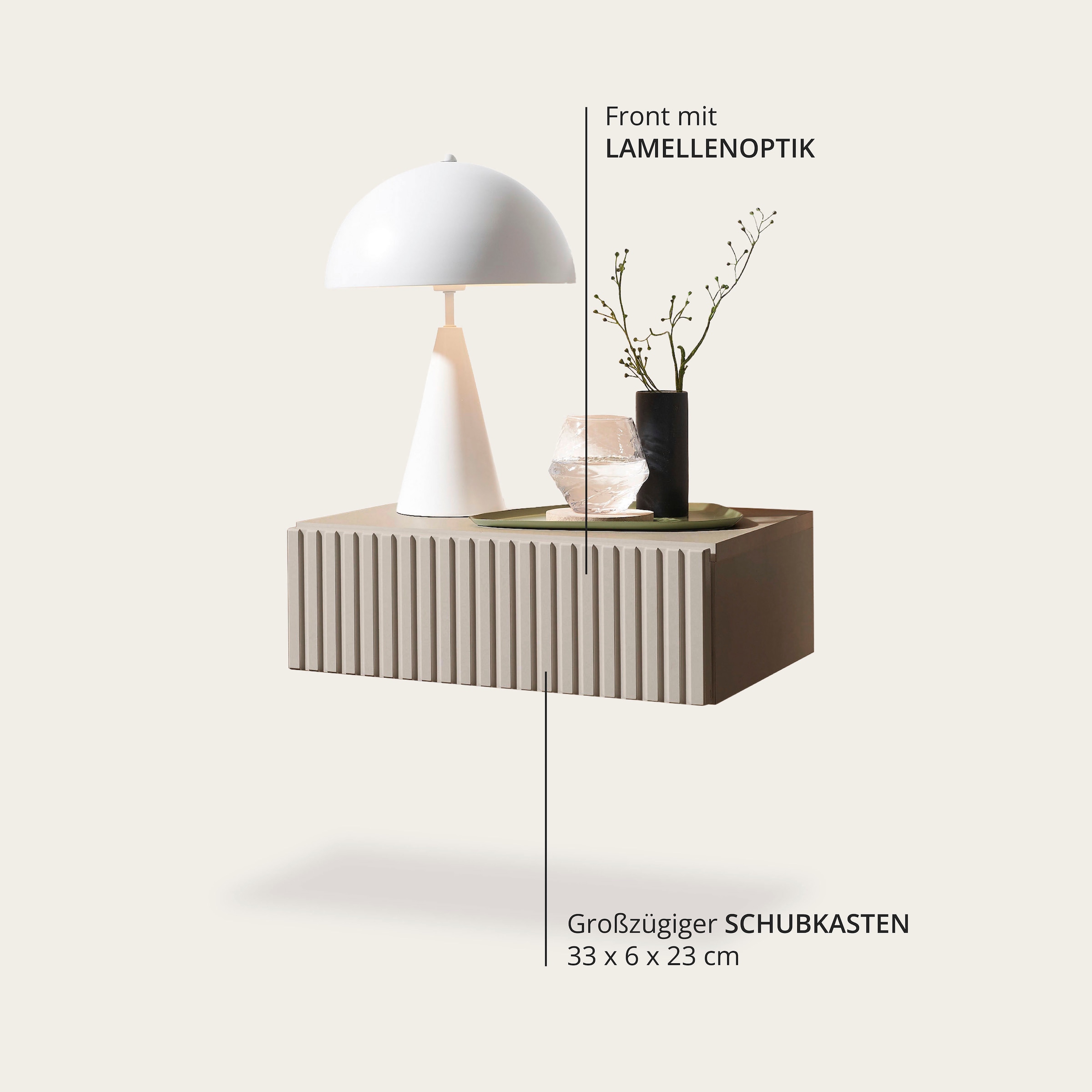 Schlafkontor Table de nuit »Taboni Nachttisch, Nachtkonsole mit Push-to-open« Wandmontage