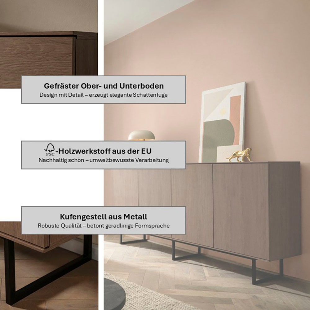 Home affaire Buffet »Lund, moderner Schrank, Kommode mit Kufengestell« surface supérieure visuellement fine, aspect haut de gamme, espace de rangement suffisant
