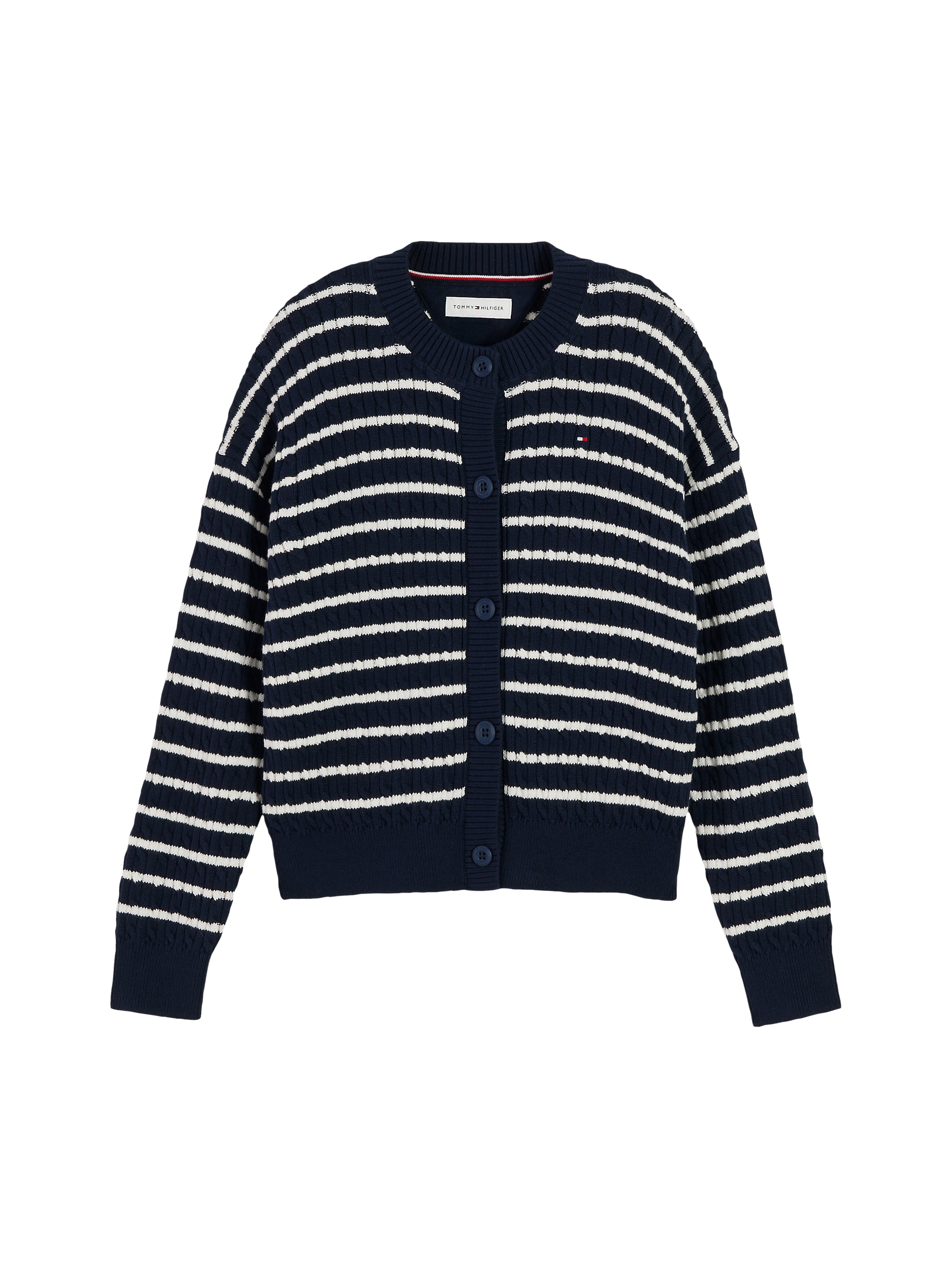 Tommy Hilfiger Veste en tricot »CABLE CARDIGAN« Encolure ronde, coupe régulière, patte de boutonnage, pour enfants jusqu'à 16 ans