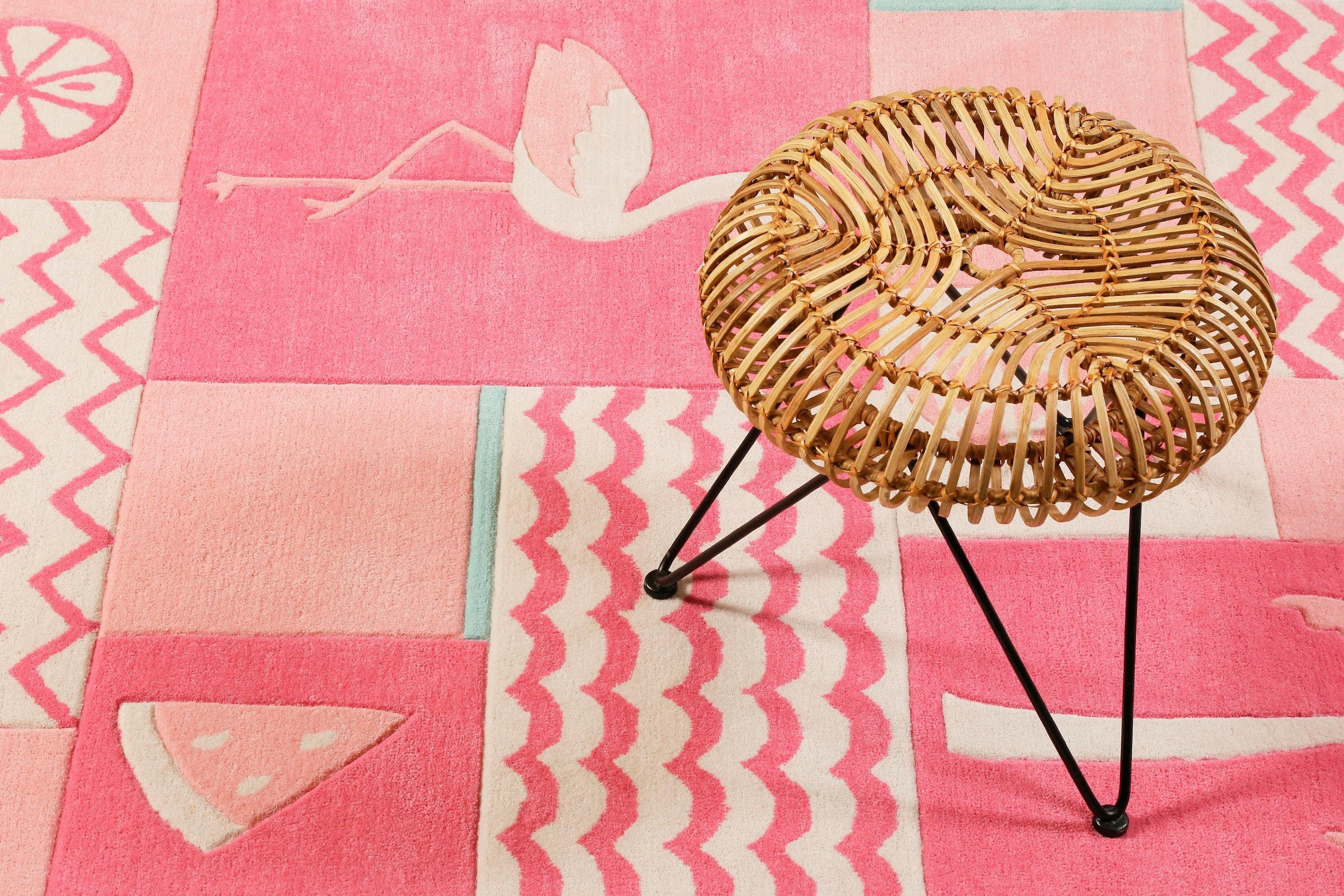 SMART KIDS Kinderteppich »Fruity Flamingo« rechteckig 9 mm Höhe Flamingos Palmen, Konturenschnitt