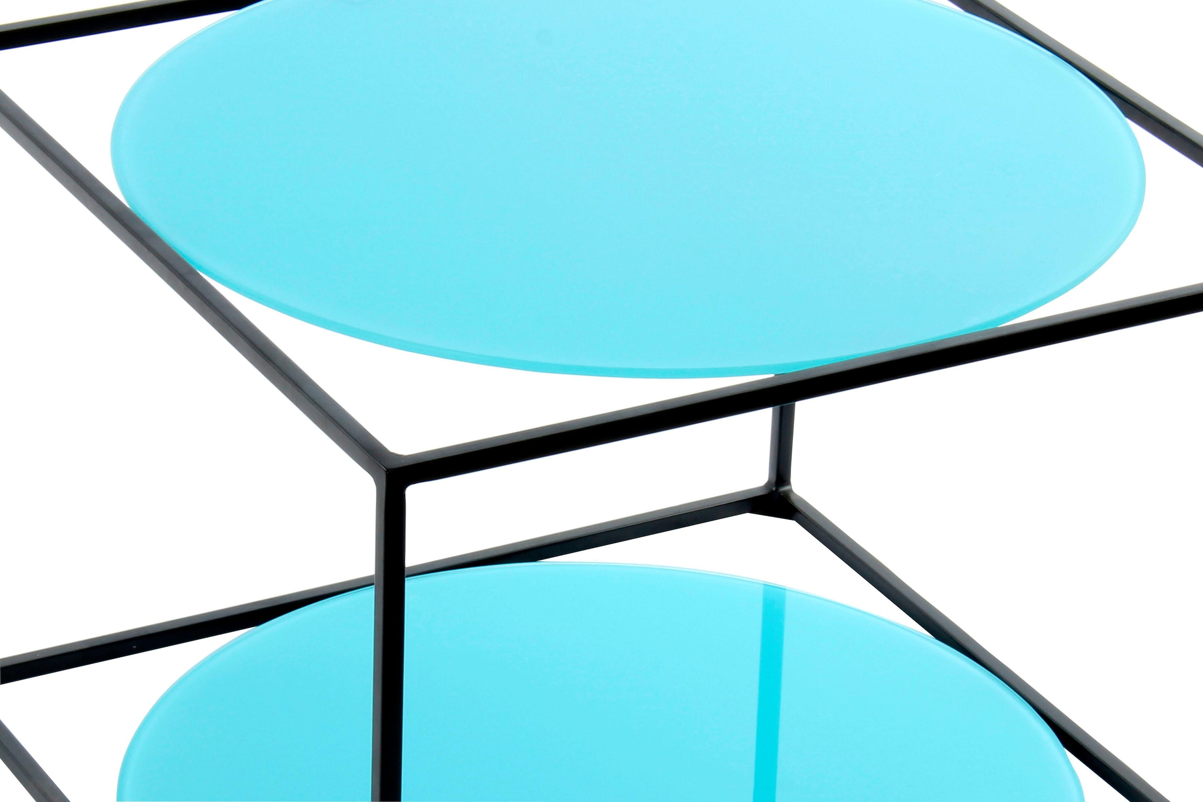 Kayoom Table d'appoint »Cody, Beistelltisch in Würfelform, offenes, modernes Design« 1 cuis tlg. moderne Kubusform mit runden Ablageflächen aus Glas