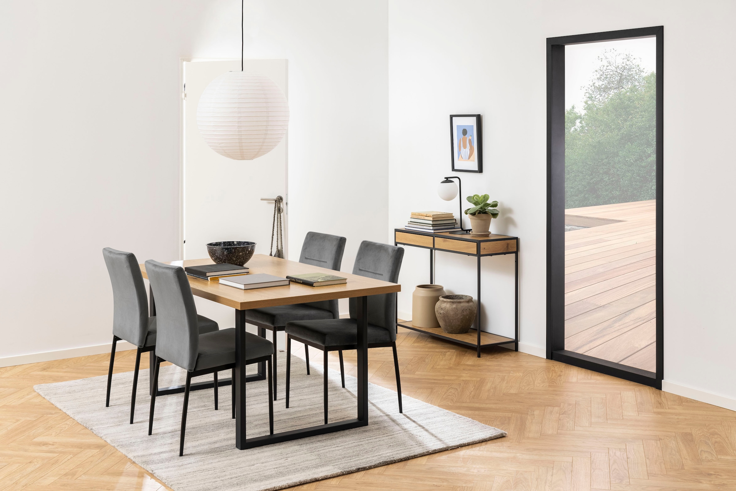 ACTONA GROUP Chaise de salle à manger »Doris« (Ensemble) 2 cuisavec tissu vivant, pieds métalliques noirs et fins