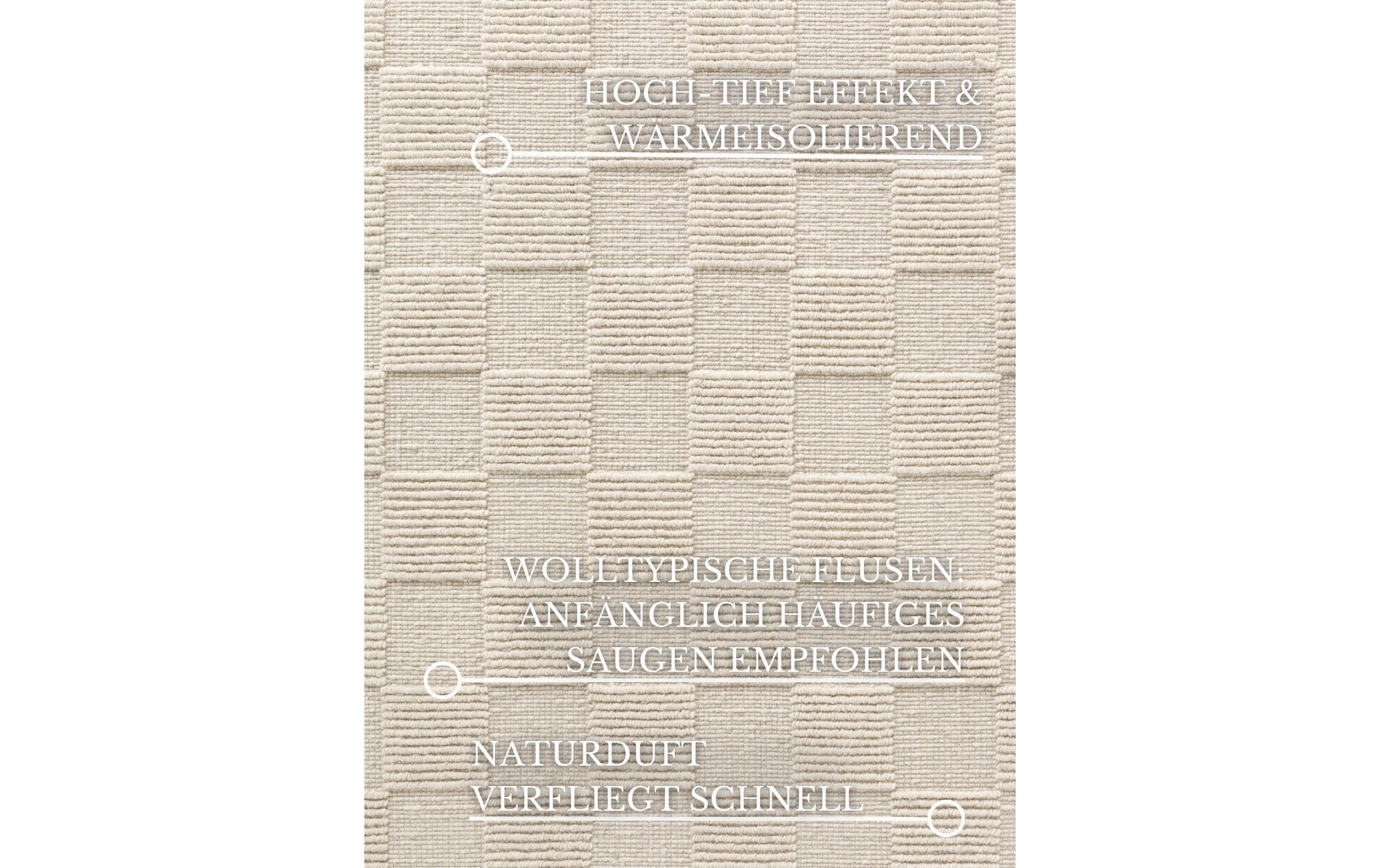 Villeroy & Boch Wollteppich »Scala« rechteckig 10 mm Höhe Handgewebt, Wolle, Kariert, Natur, 3D-Struktur, Karo, Wohnzimmer