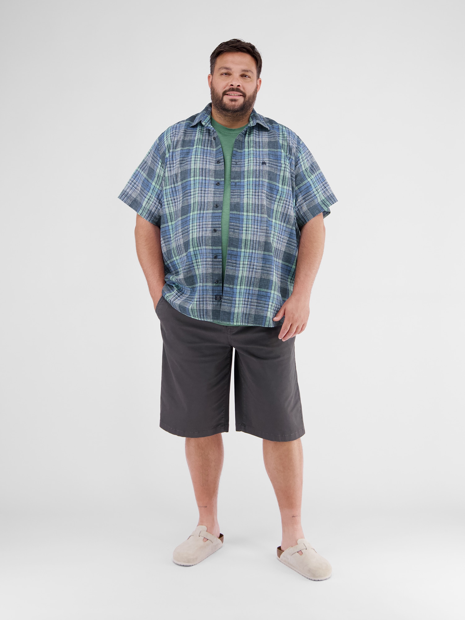 LERROS Chemise à manches courtes »Kariertes Herrenhemd in Grossen Grössen«