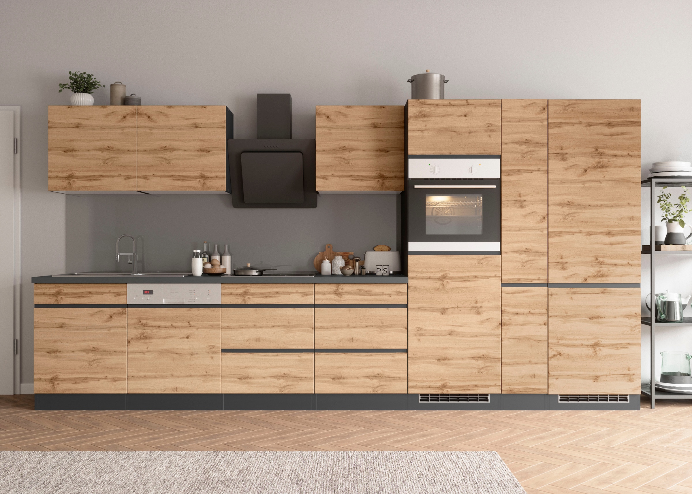 KOCHSTATION Kitchenette »KS-Riesa« largeur d’installation 390 cm, sans appareils électriques