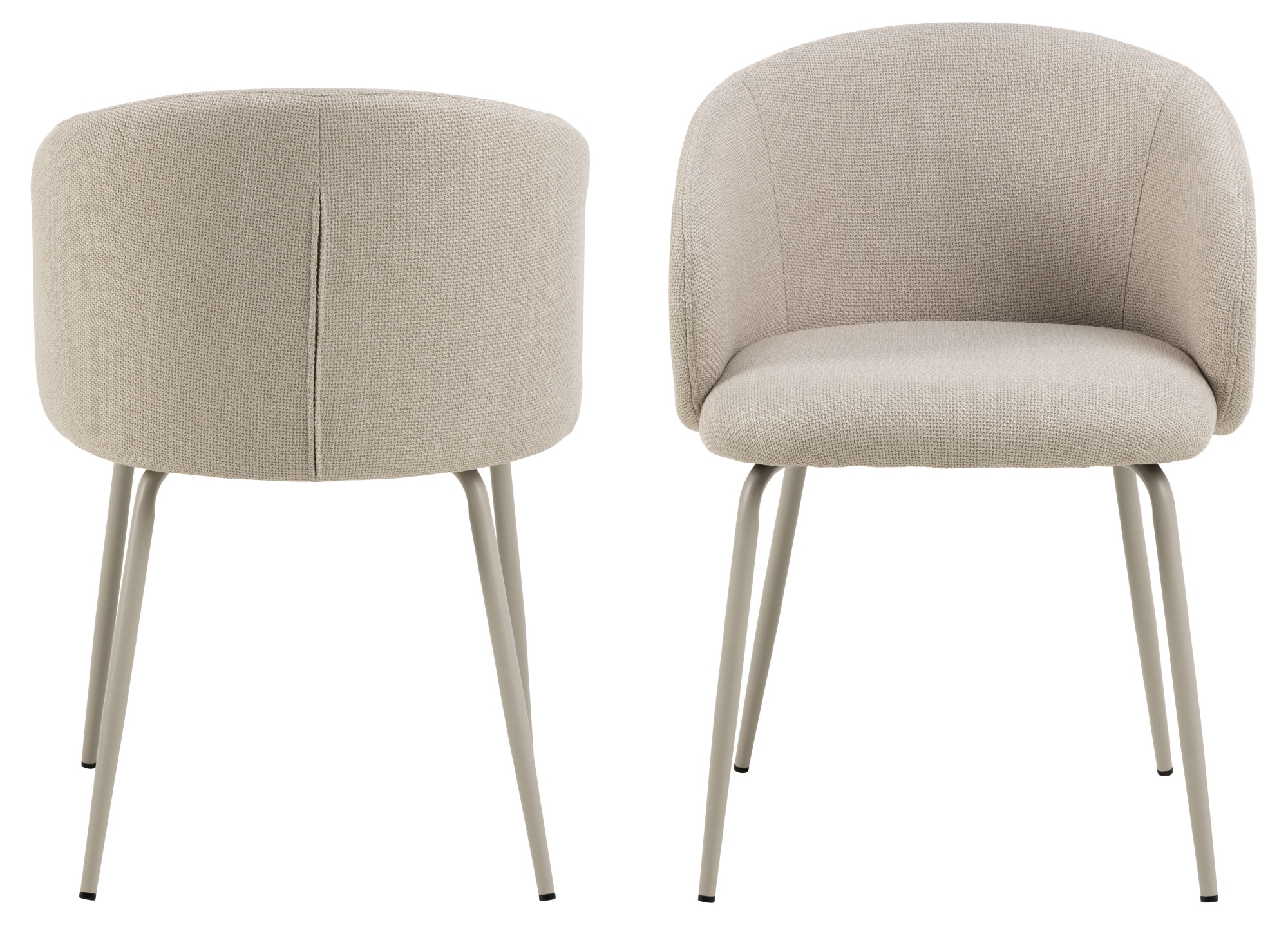 ACTONA GROUP Chaise de salle à manger »Eleanor Esszimmerstuhl mit Armlehnen, 2 Stück, weicher Stoff« (Set) Stahlgestell, organisch,  zeitloses skandinavisches Design