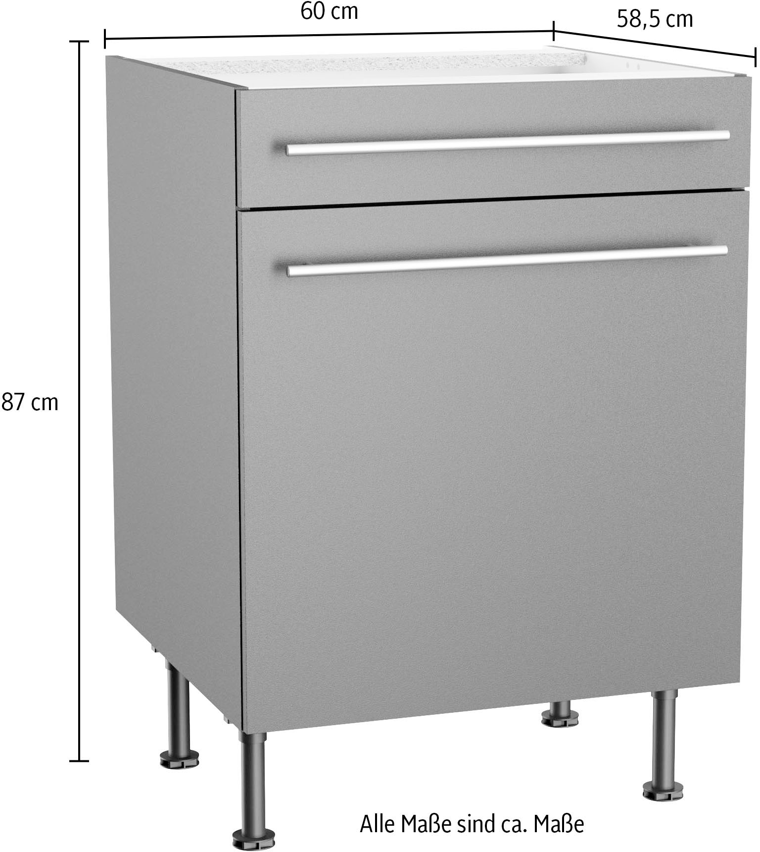 KOCHSTATION Unterschrank »KS-Bern2« Breite 60 cm, 1 Tür, 1 Schubkasten, 1 Einlegeboden