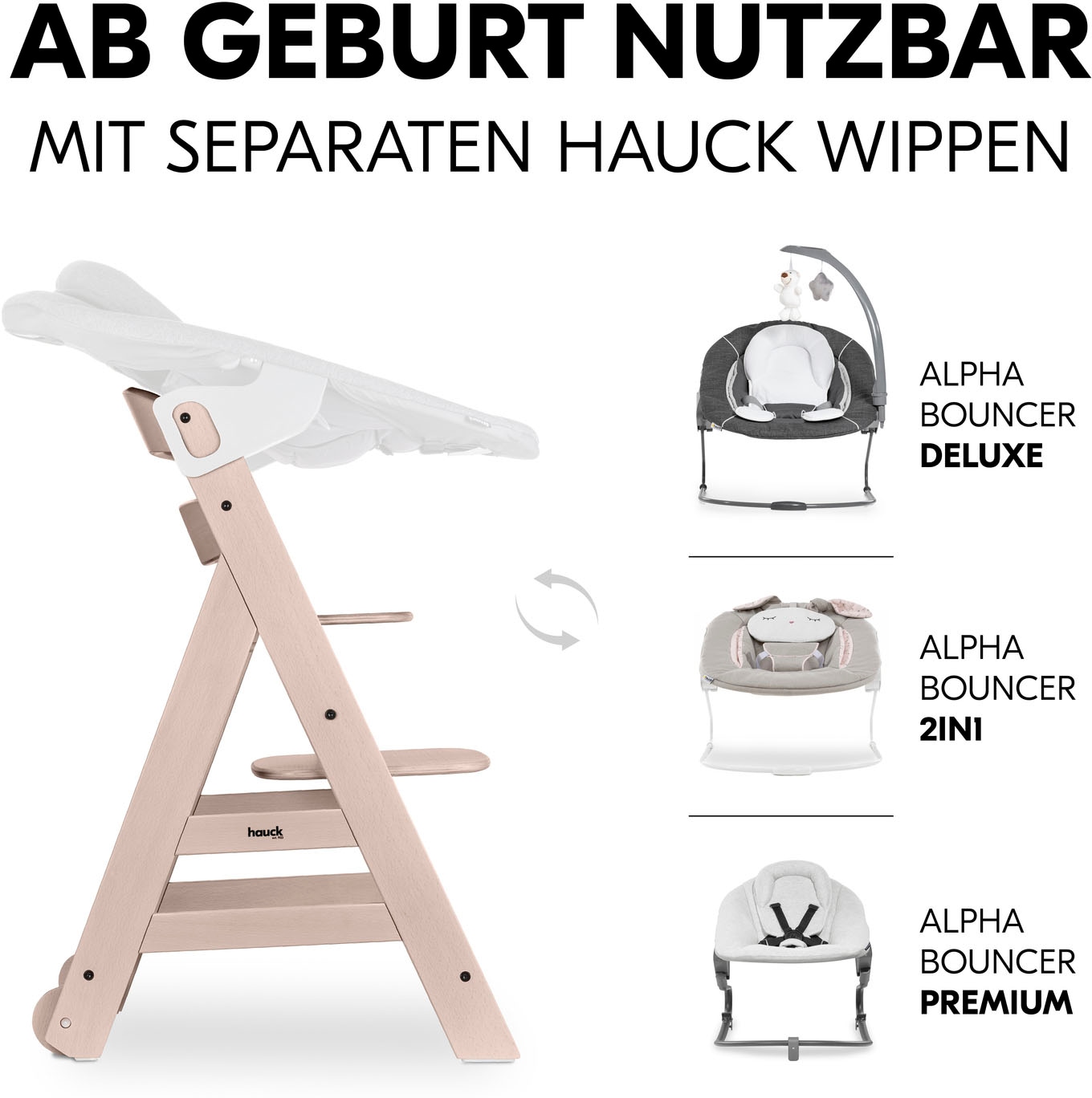 Hauck Hochstuhl »Beta+« () mit Holzrädern