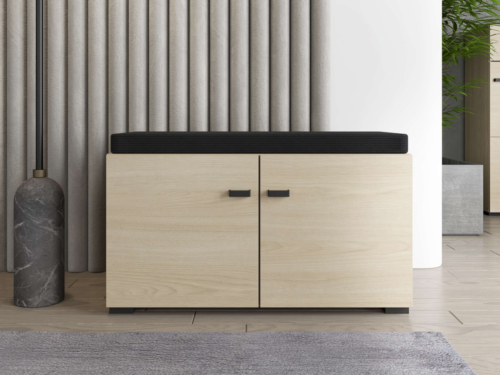 Home affaire Schuhbank »Rathlin, Schuhschrank, Schuhregal, Schuhtruhe, Schuhkommode, Sitzbank« mit abnehmbarem Sitzkissen, zwei Türen (dahinter zwei Fächer)