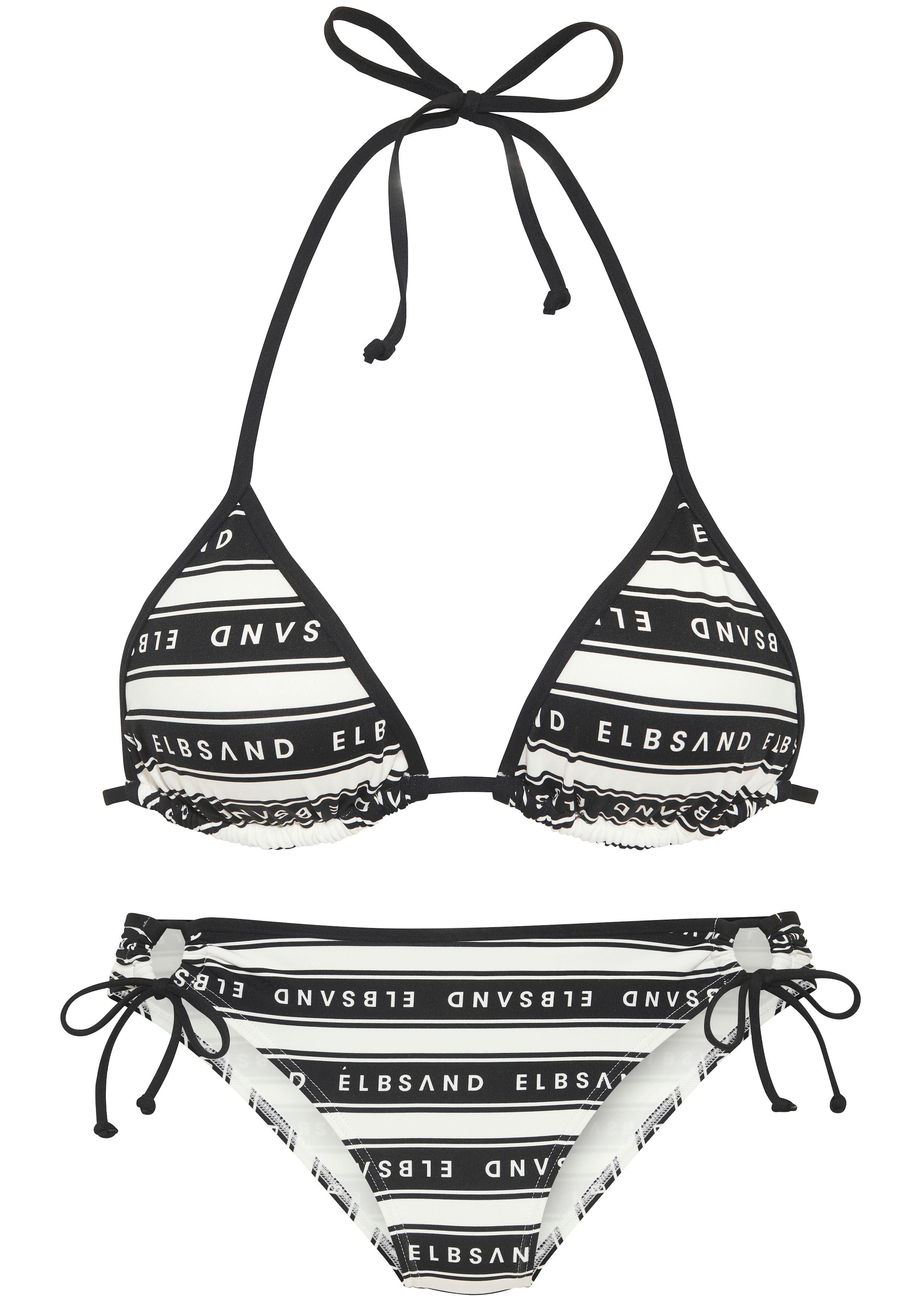 Elbsand Bikini triangle »Zone« Ensemble,  avec bandes et inscriptions contrastées