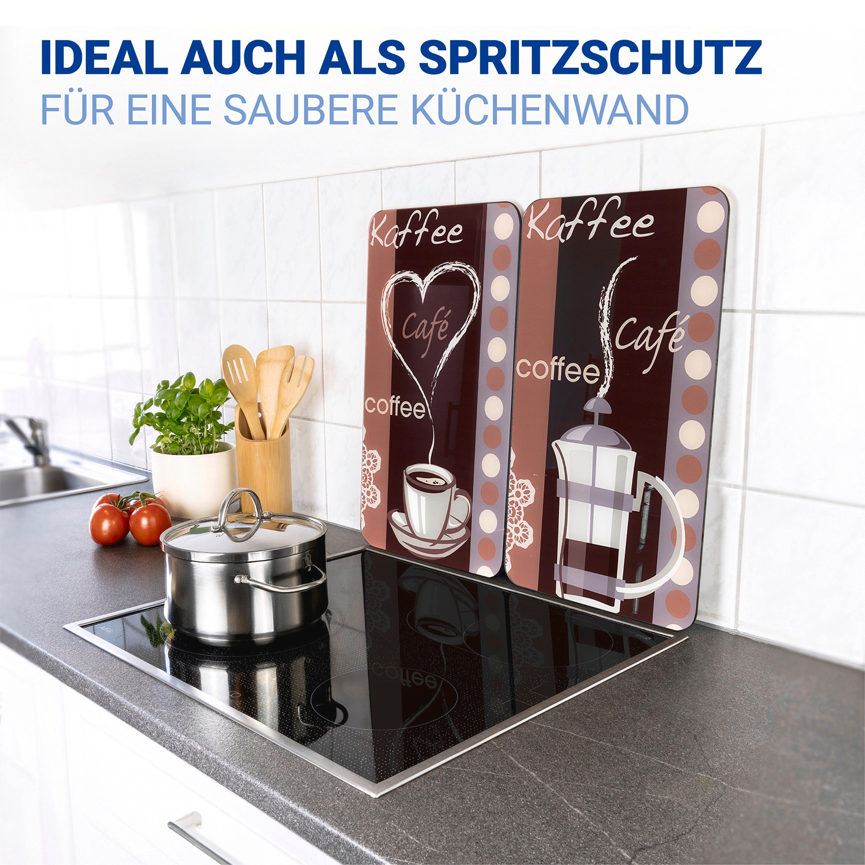 WENKO Herd-Abdeckplatte »Universal Modell Kaffeeduft« Herdabdeckung für alle Herdarten, kratzfest, mit rutschfesten Füssen