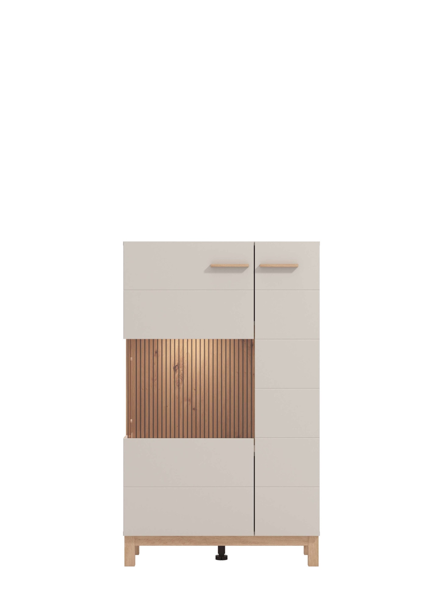 Home affaire Highboard »Essex, Hochkommode, Vitrine, Glasvitrine, Kombi-Highboard« Modernes Highboard in Kaschmir mit Glasfront & Lamellen-Optik