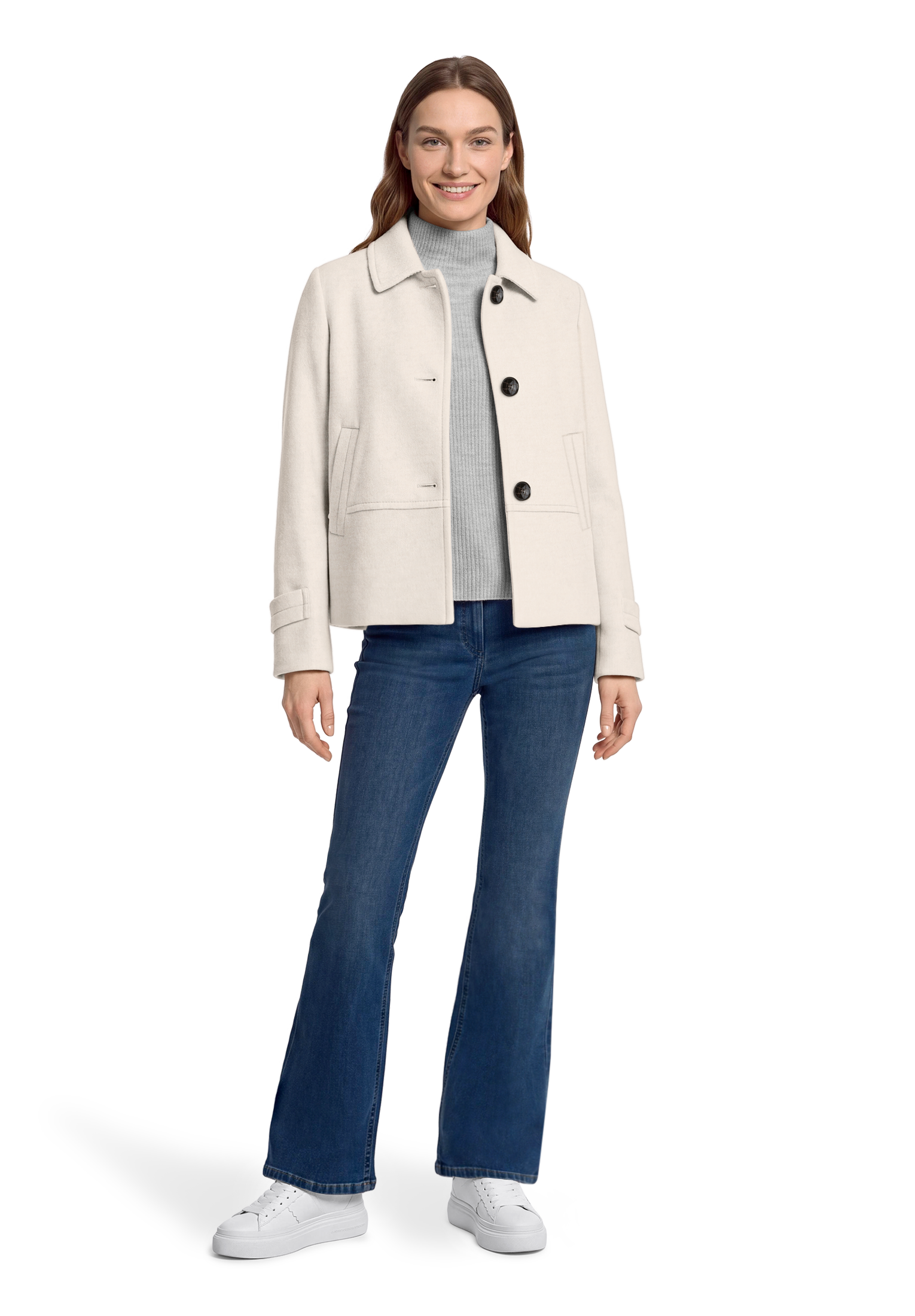 Gil Bret Veste en laine sans capuche avec col chemise et patte de boutonnage