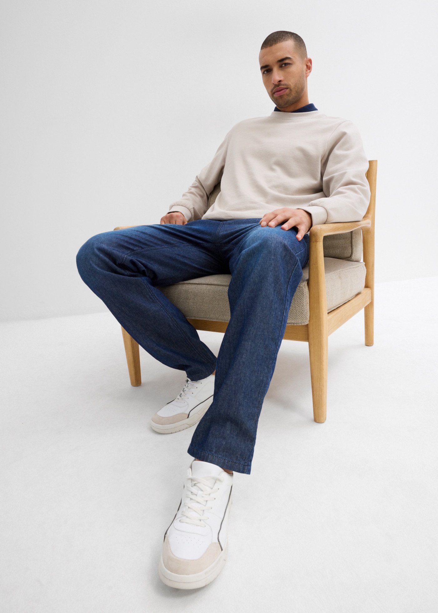 bonprix Jeans à enfiler Paquet, lot de 2, 2 coupe classique, en pur coton, avec effet délavé