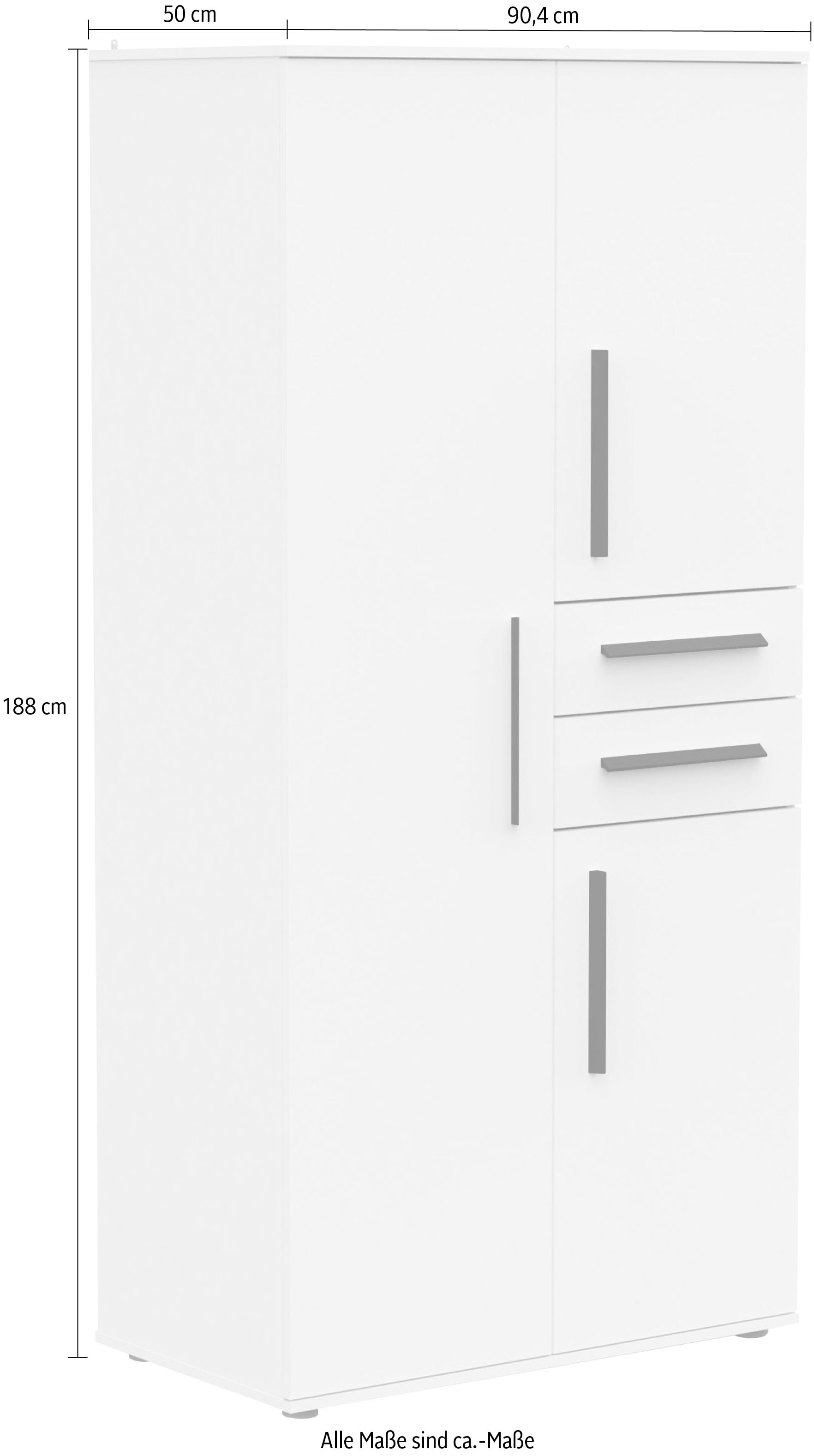 Demeyere GROUP Armoires à vêtements »VERSATIL – mit Schubladen in Komforthöhe & Metall-Kleiderstangen« L/H/P env. 90x190x50 cm,  beaucoup d'espace de rangement, panneau de particules robuste, facile d'entretien, Made in EU