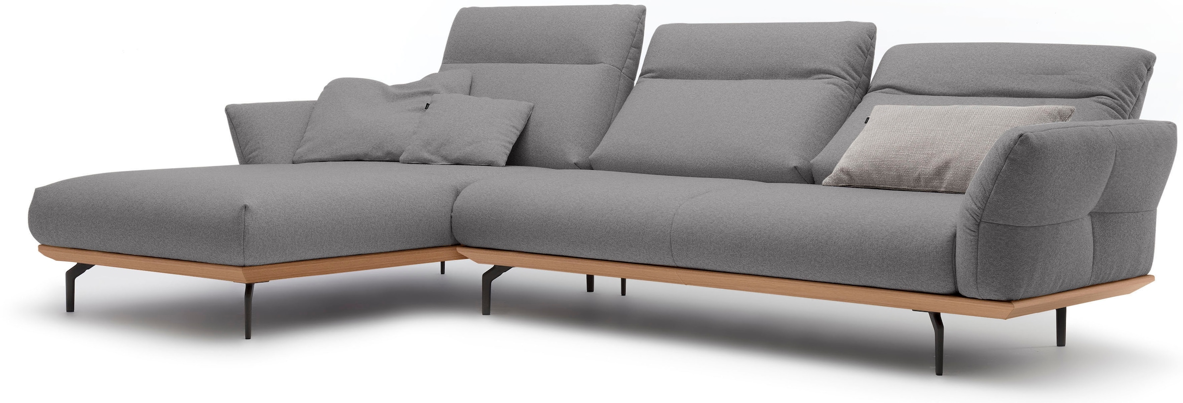 Creation BY ROLF BENZ Canapé d'angle »CR.460 Design-Sofa, verstellbare Rückenlehne, L-Form« Socle en chêne, pieds d'angle en gris ombre, largeur 318 cm