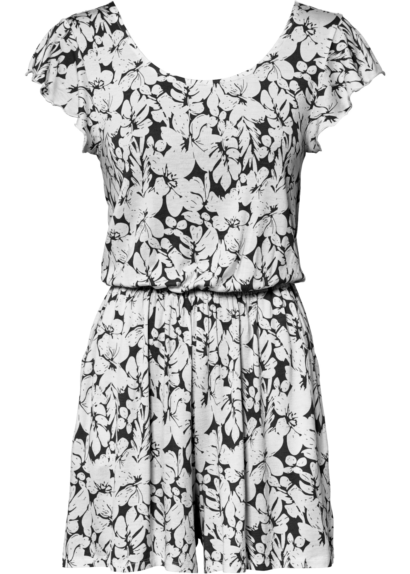 bonprix Jumpsuit lässige Passform, aus Viskose und Elasthan, mit kurzen Ärmeln