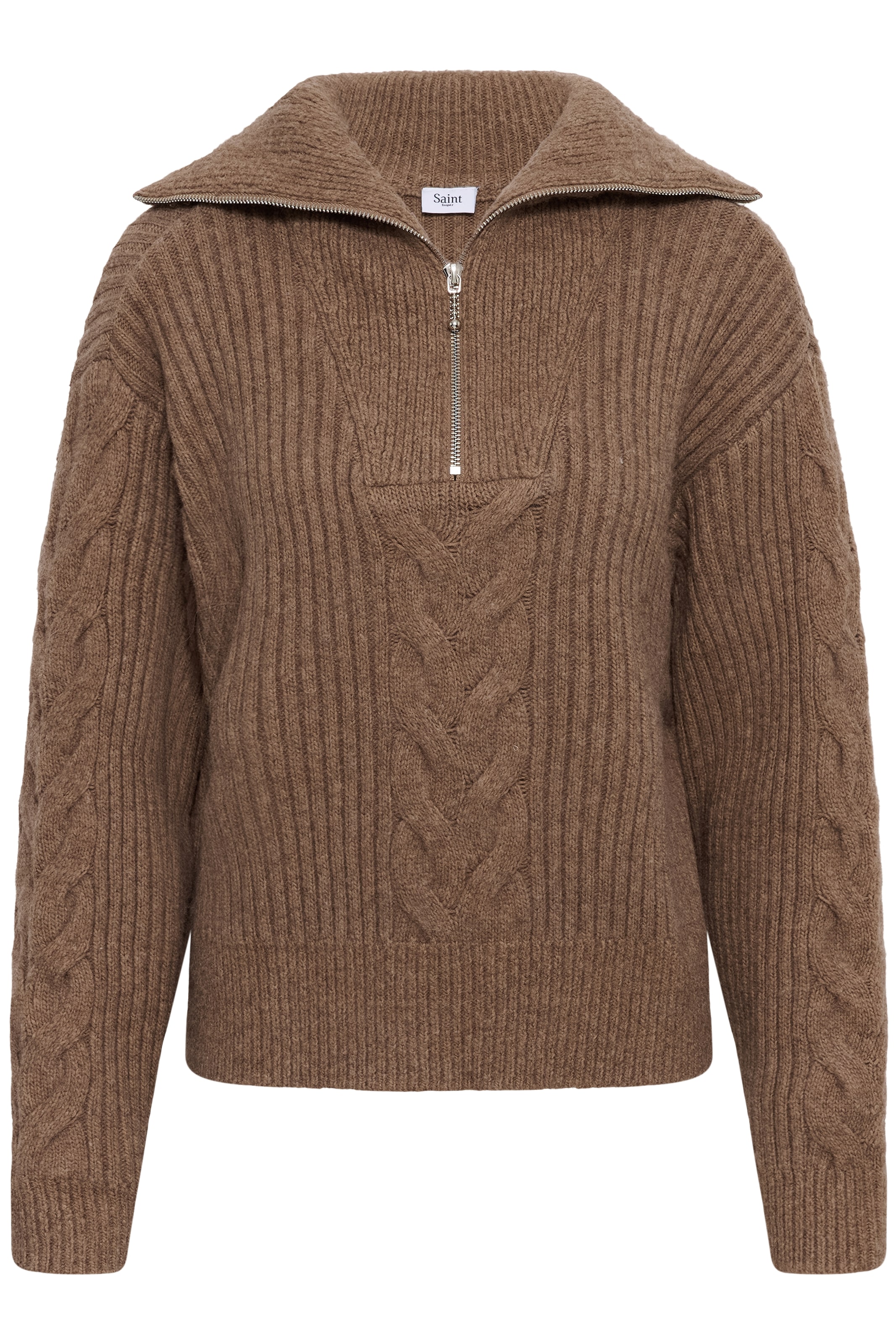 Saint Tropez Troyer »TalmaSZ Pullover« mélange de matériaux, coupe régulière, motif en torsades