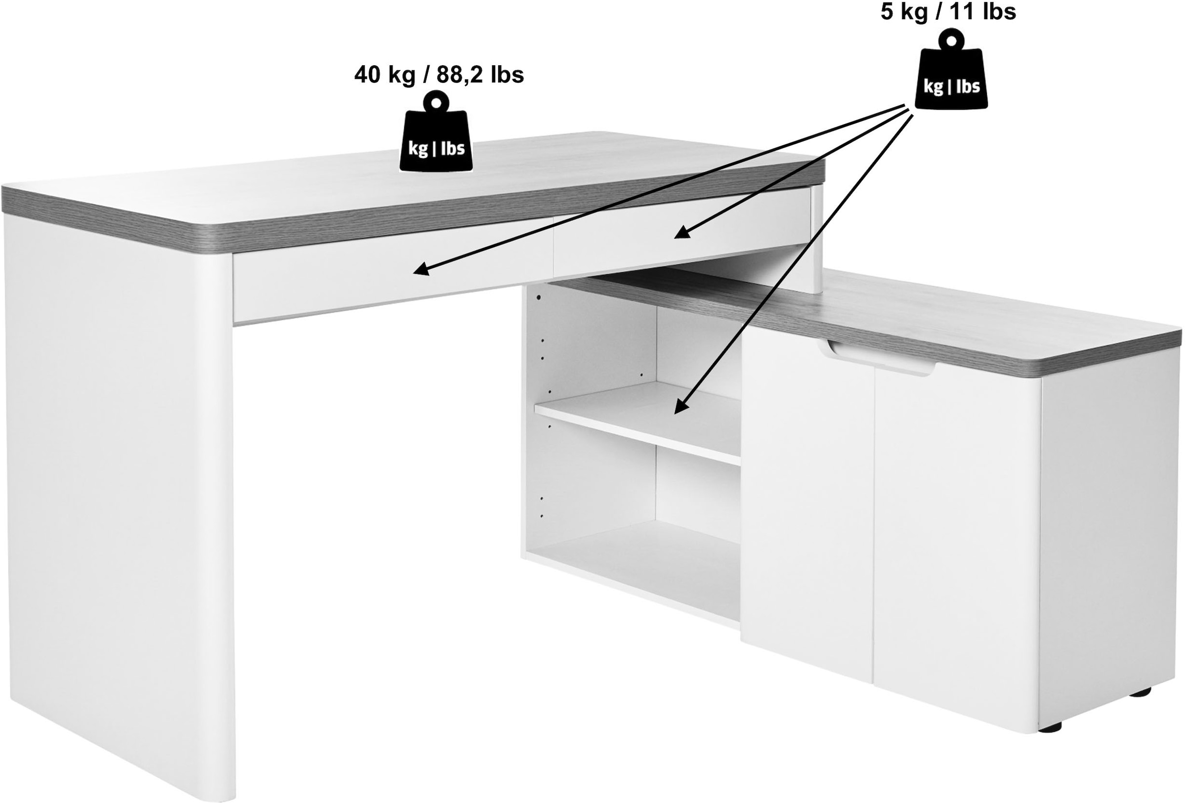Jahnke Eckschreibtisch »LIBRE C 155 E« 1 Stk. tlg. wechselseitig montierbar, Breite ca. 140 cm