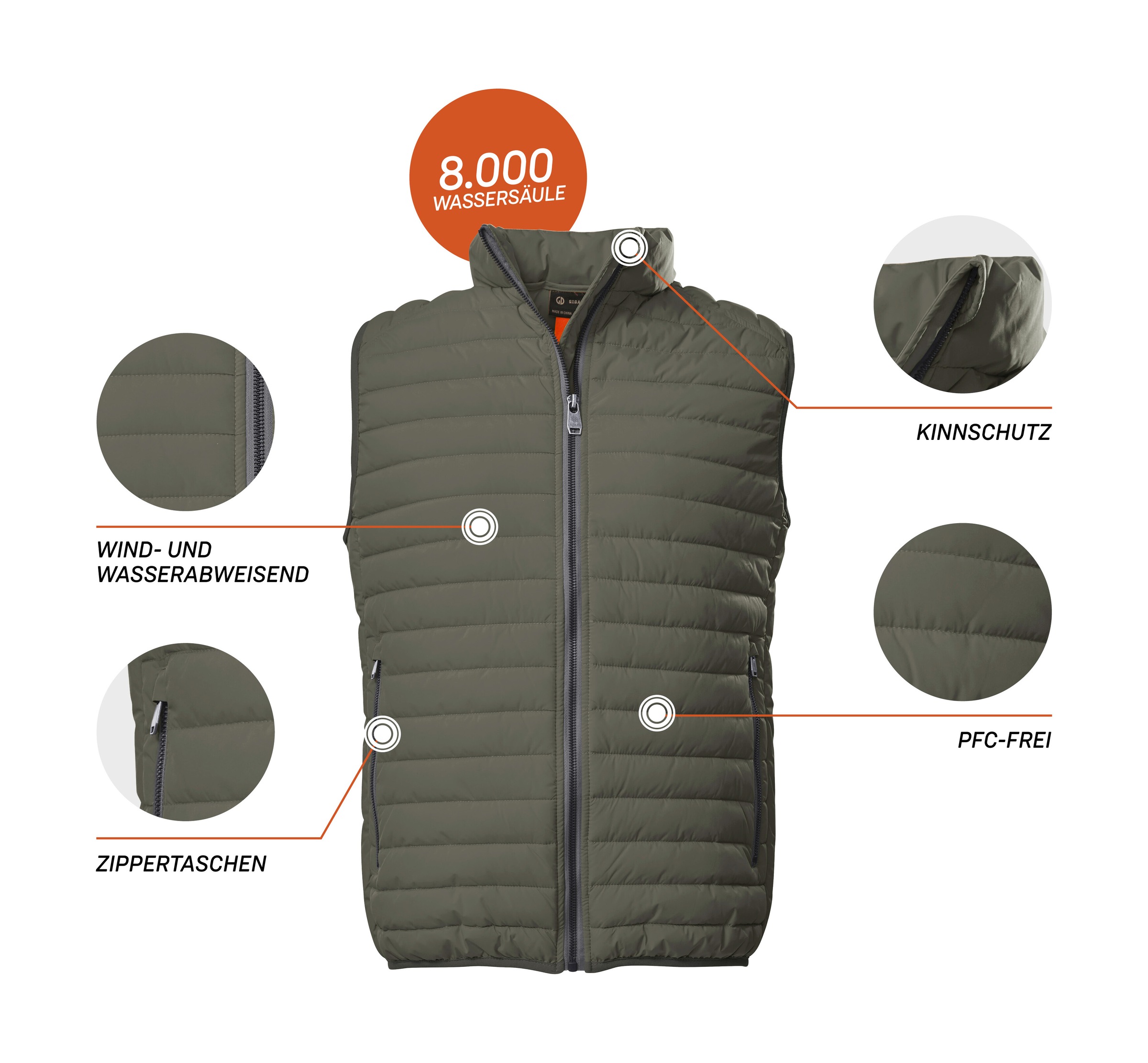 G.I.G.A. DX by killtec Gilet matelassé »GS 170 MN QLTD VST« Wasser- und windabweisende Herrenweste mit Stehkragen