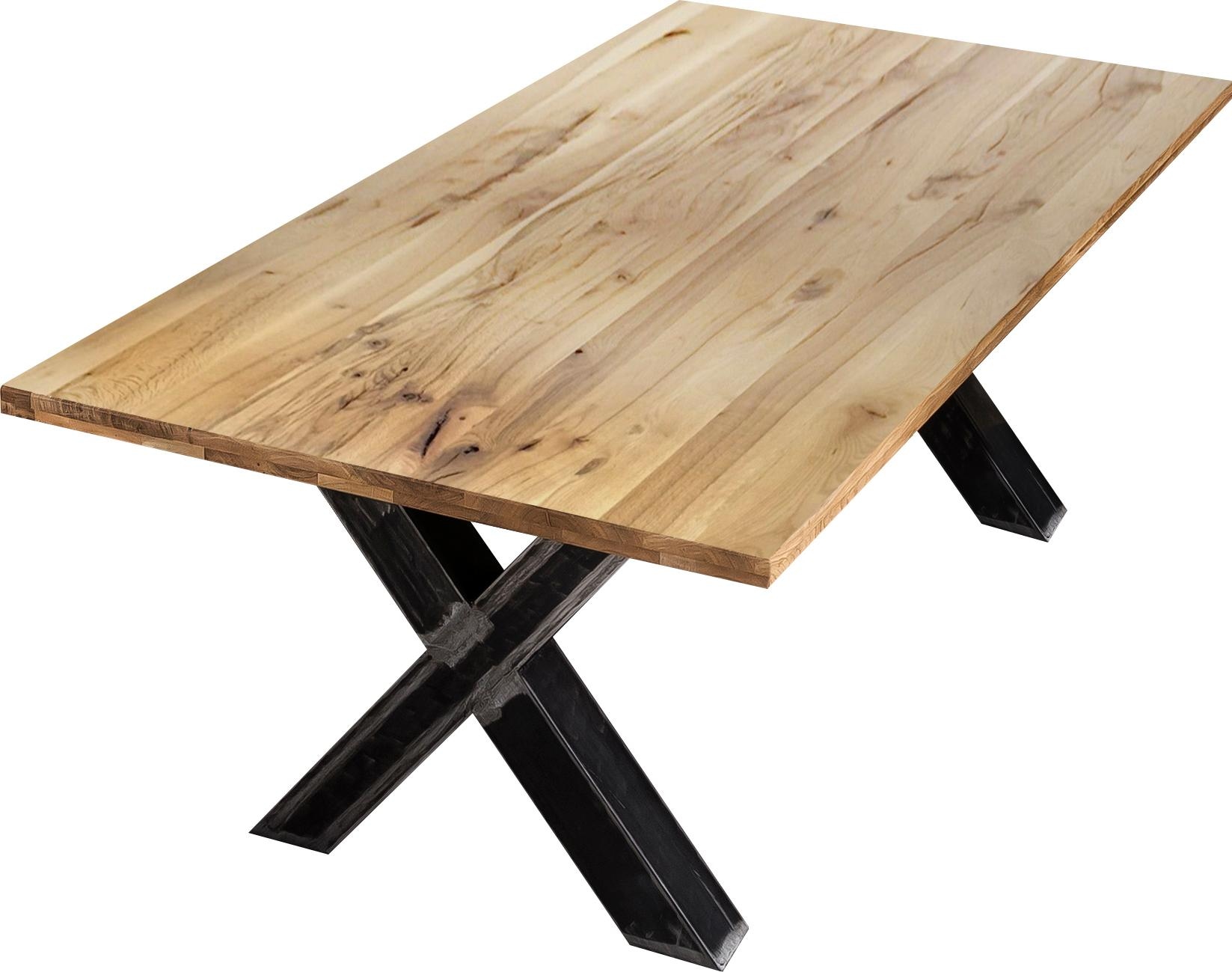 SIT Esstisch »Phoenix Wildeiche Massivholz mit X-Gestell im Used-Look« Rustikale Wildeiche mit markantem X-Gestell