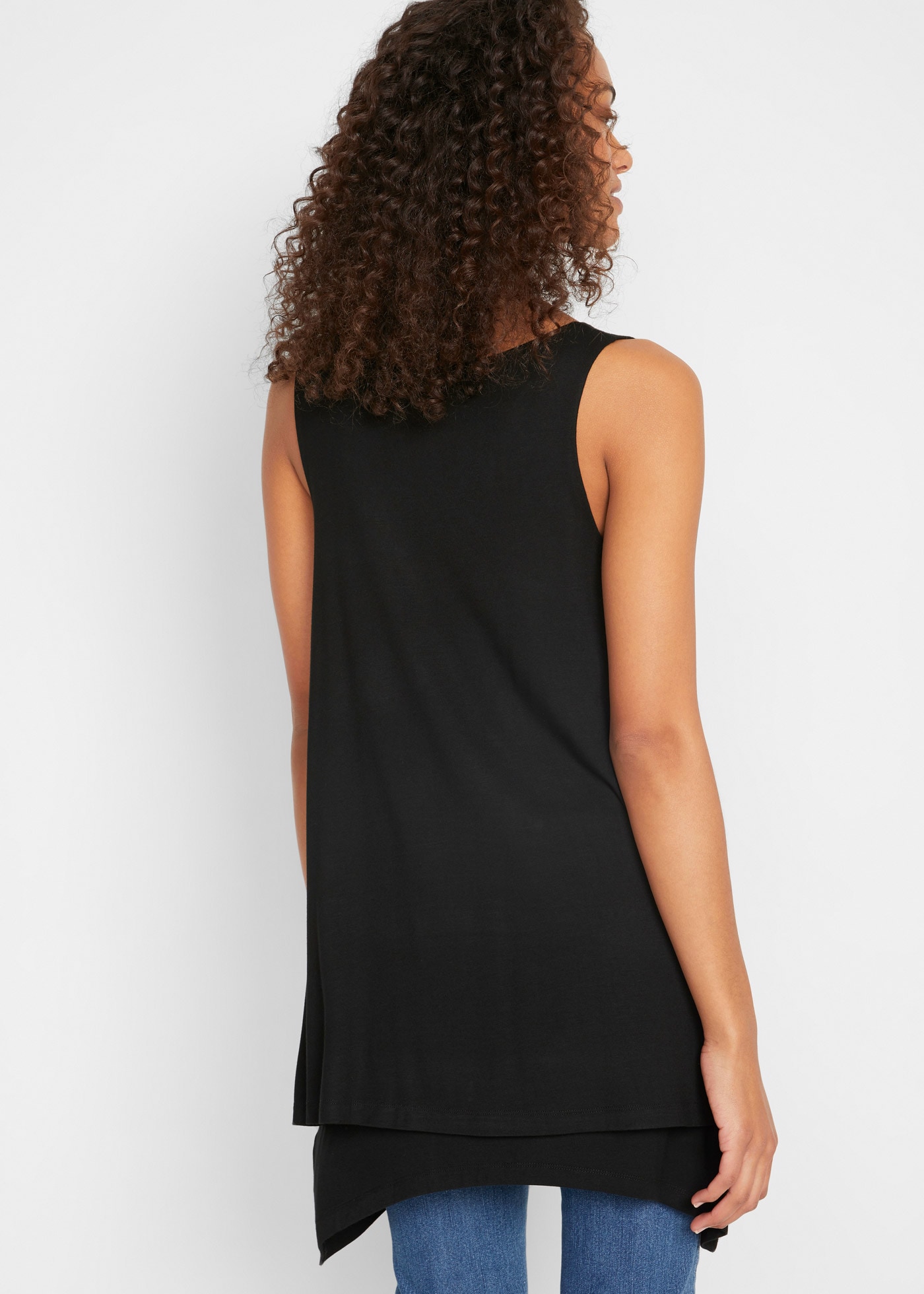 bonprix Longtop »Doppellagiges Long-Top aus Viskose-Mix« A-Linie Passform, doppellagiges Design, mit V-Ausschnitt, ärmellos