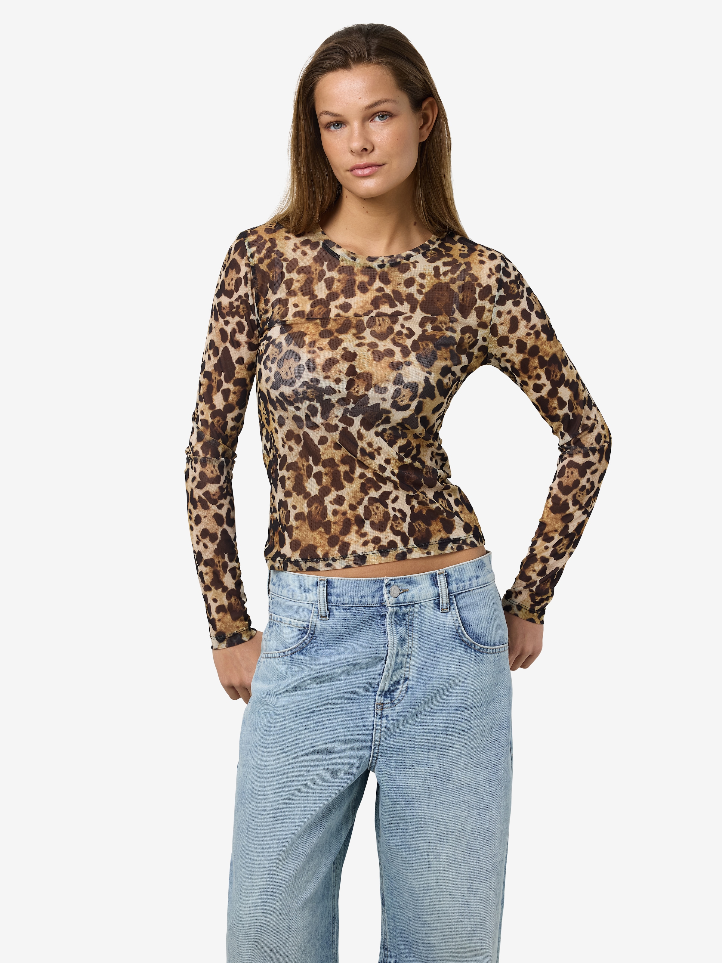 Noisy may Netzshirt »NMJUDITH L/S MESH TOP BG NOOS« transparent