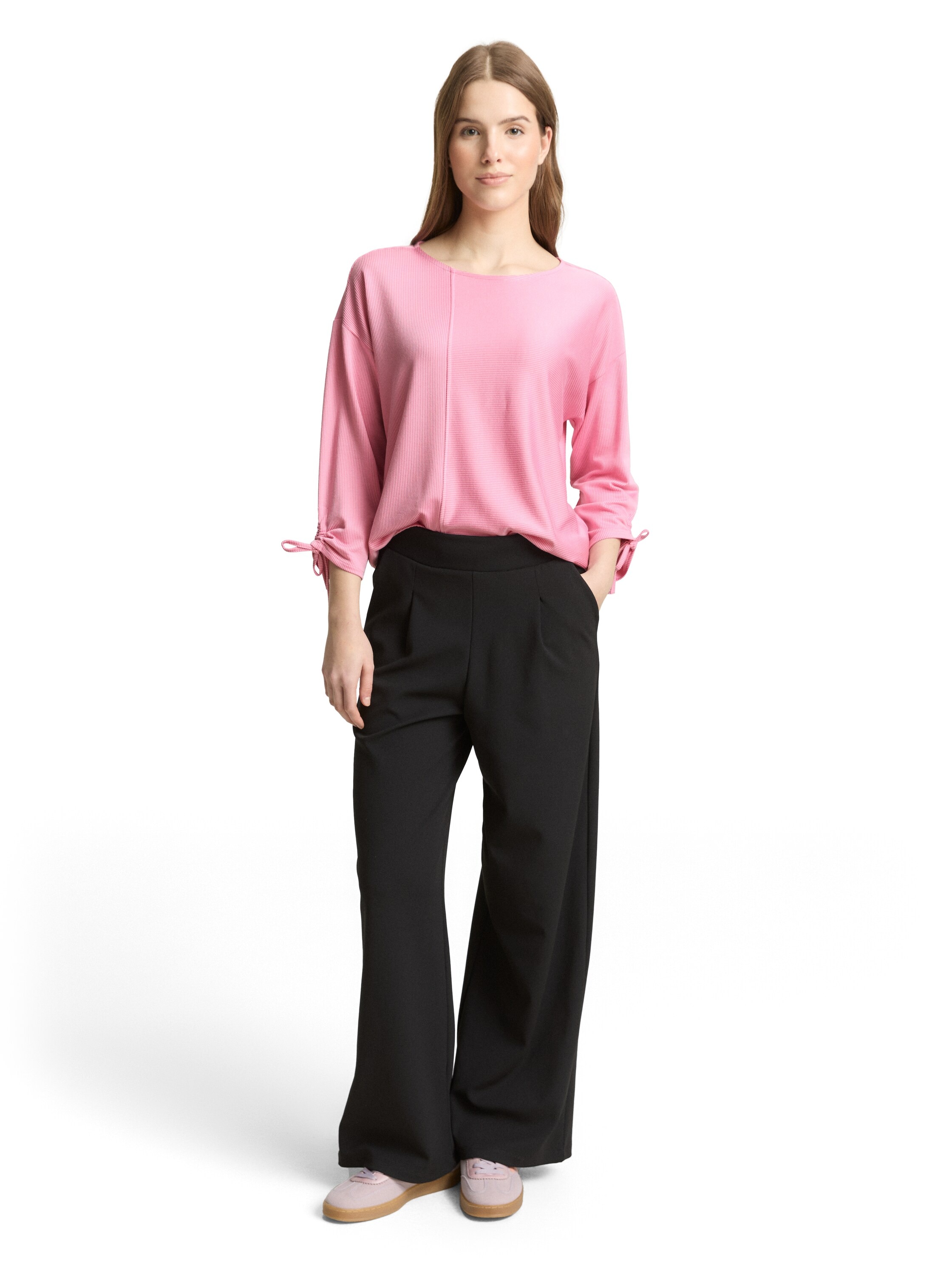 TOM TAILOR Denim 3/4-Arm-Shirt in feiner Rippoptik