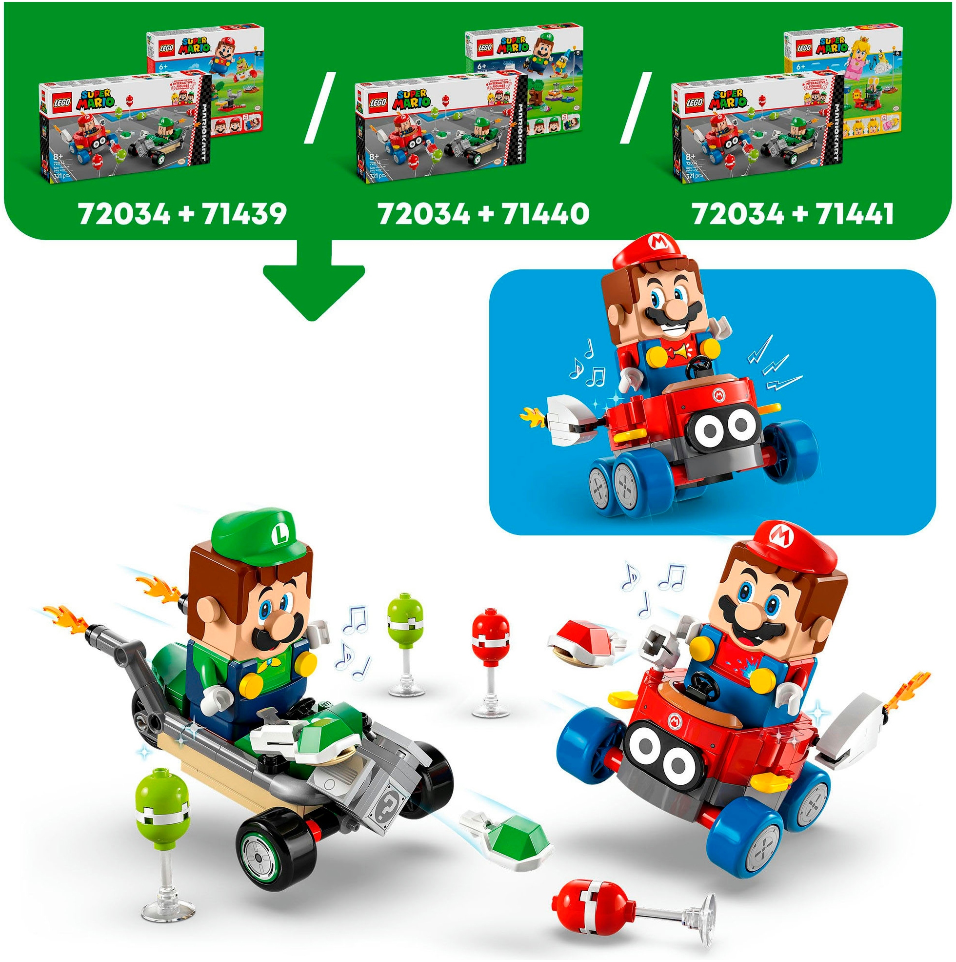 LEGO® Konstruktionsspielsteine »Mario Kart™ – Baby Mario vs. Baby Luigi (72034), LEGO Super Mario« Made in Europe