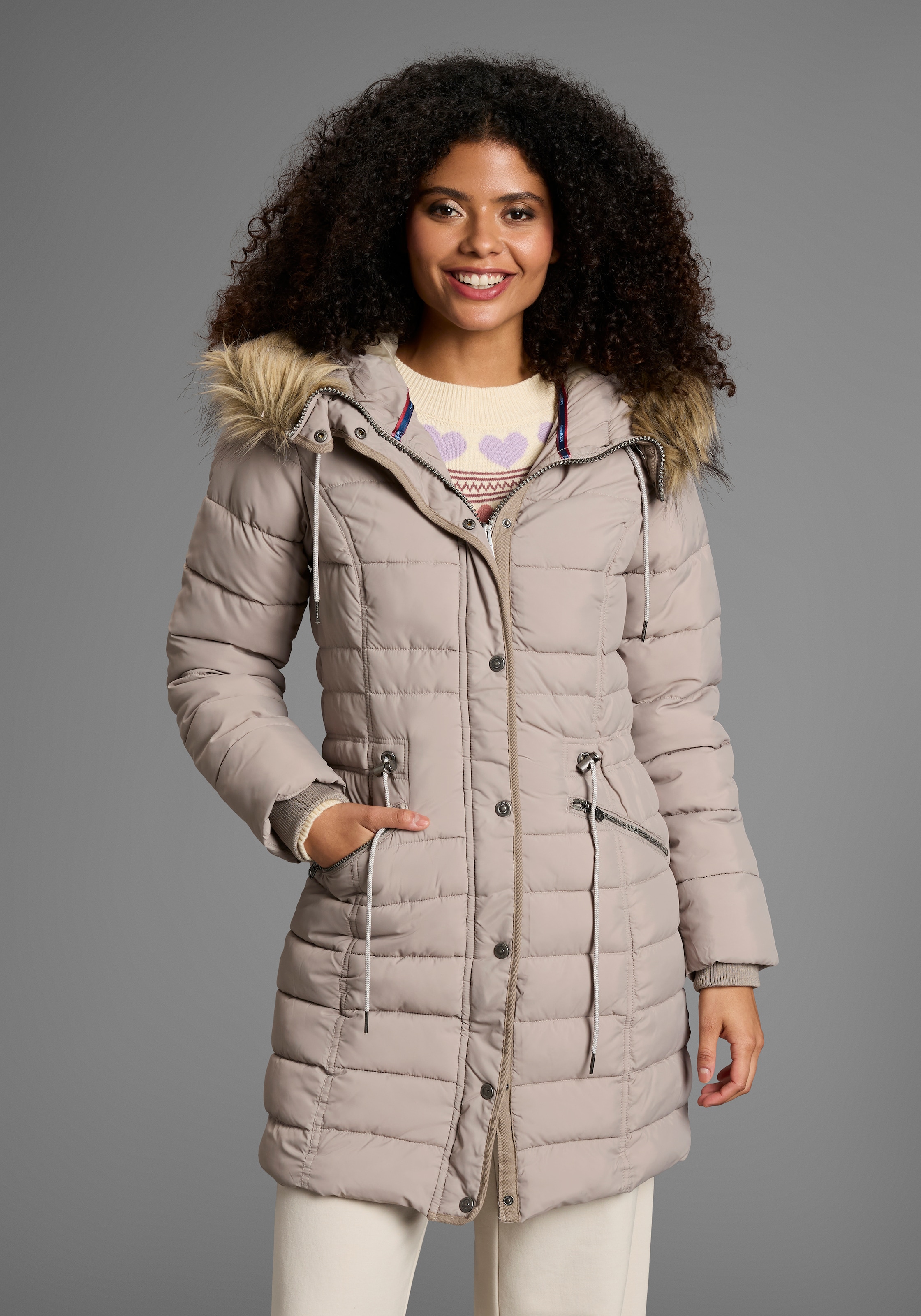 KangaROOS Steppjacke mit Kapuze figurbetonter Schnitt,  mit Reissverschlusstaschen