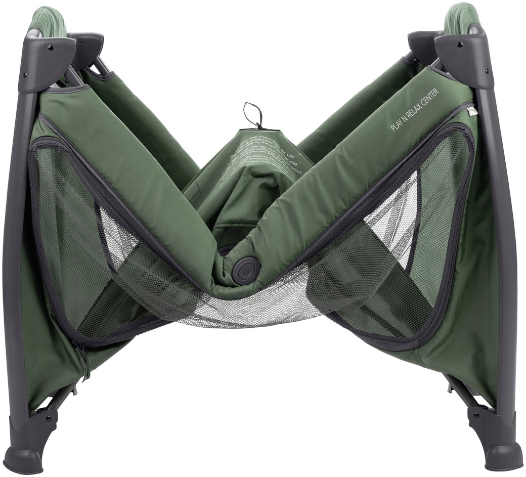 Hauck Baby-Reisebett »Play N Relax Center, darkgreen« inkl. Neugeboreneneinhang, Wickelmulde, Ausstieg, Räder