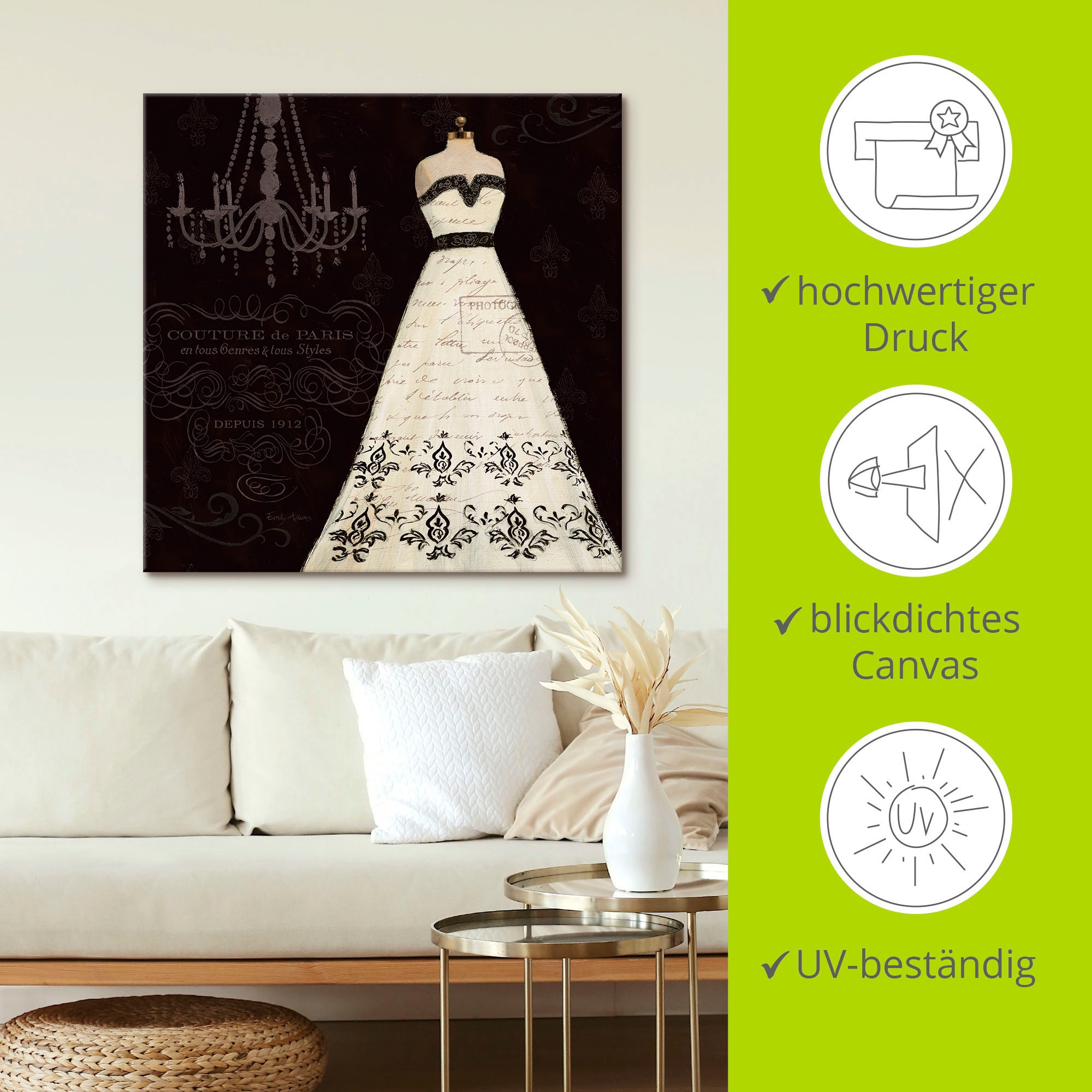 Artland Tableau sur toile »Französisches Modelabel II« 1 cuis tlg. auf Holzrahmen gespannt