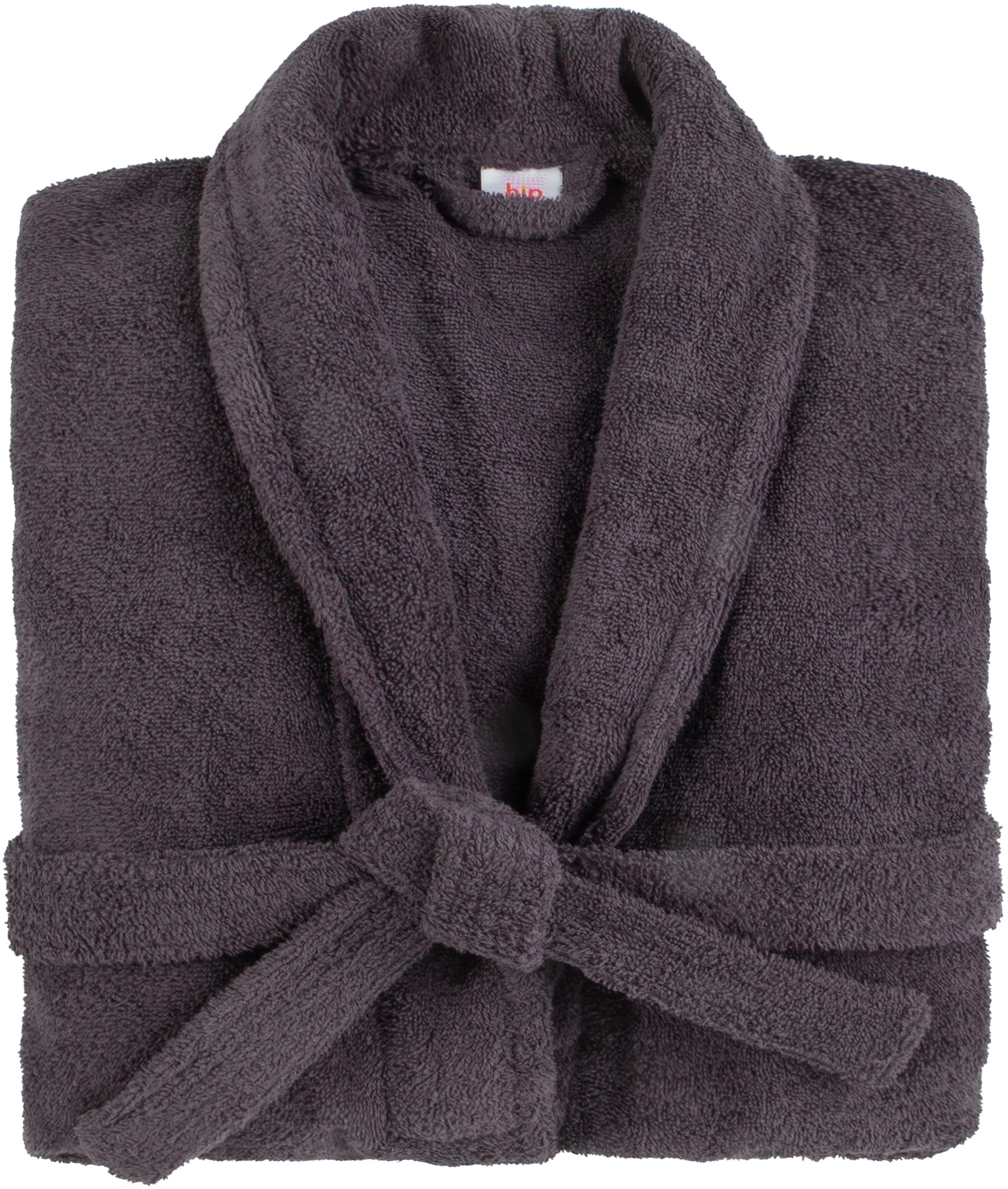hip Peignoir de bain »Hip Bathrobe uni« Packung, 1x Bademantel, 1 cuis Schalkragen, Gürtel, Taschen, Damen & Herren, Velours, Glanz,