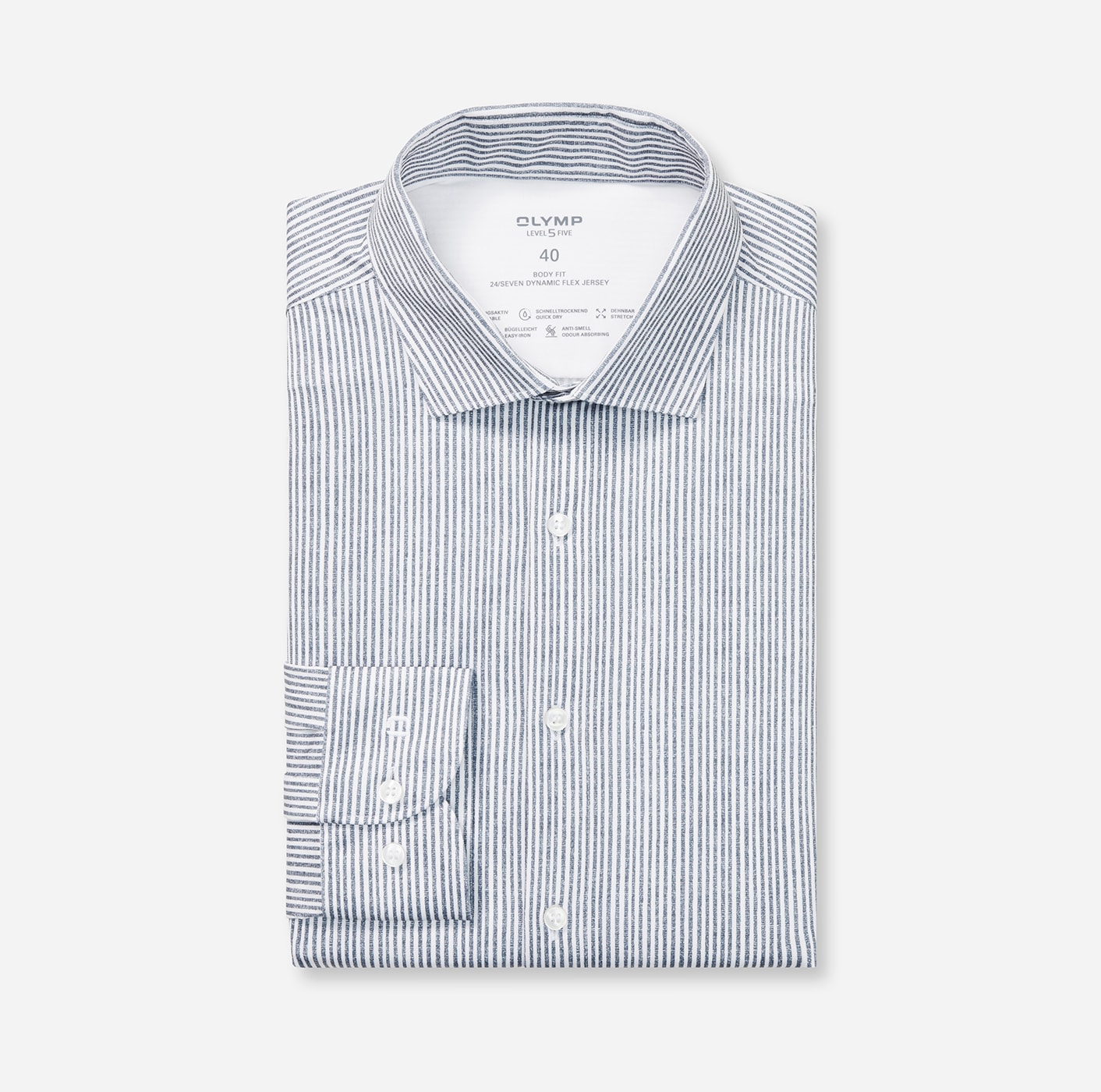 OLYMP Chemise à manches longues »24/7 - Level 5« Flex Jersey, body fit, Anti Smell, Kentkragen