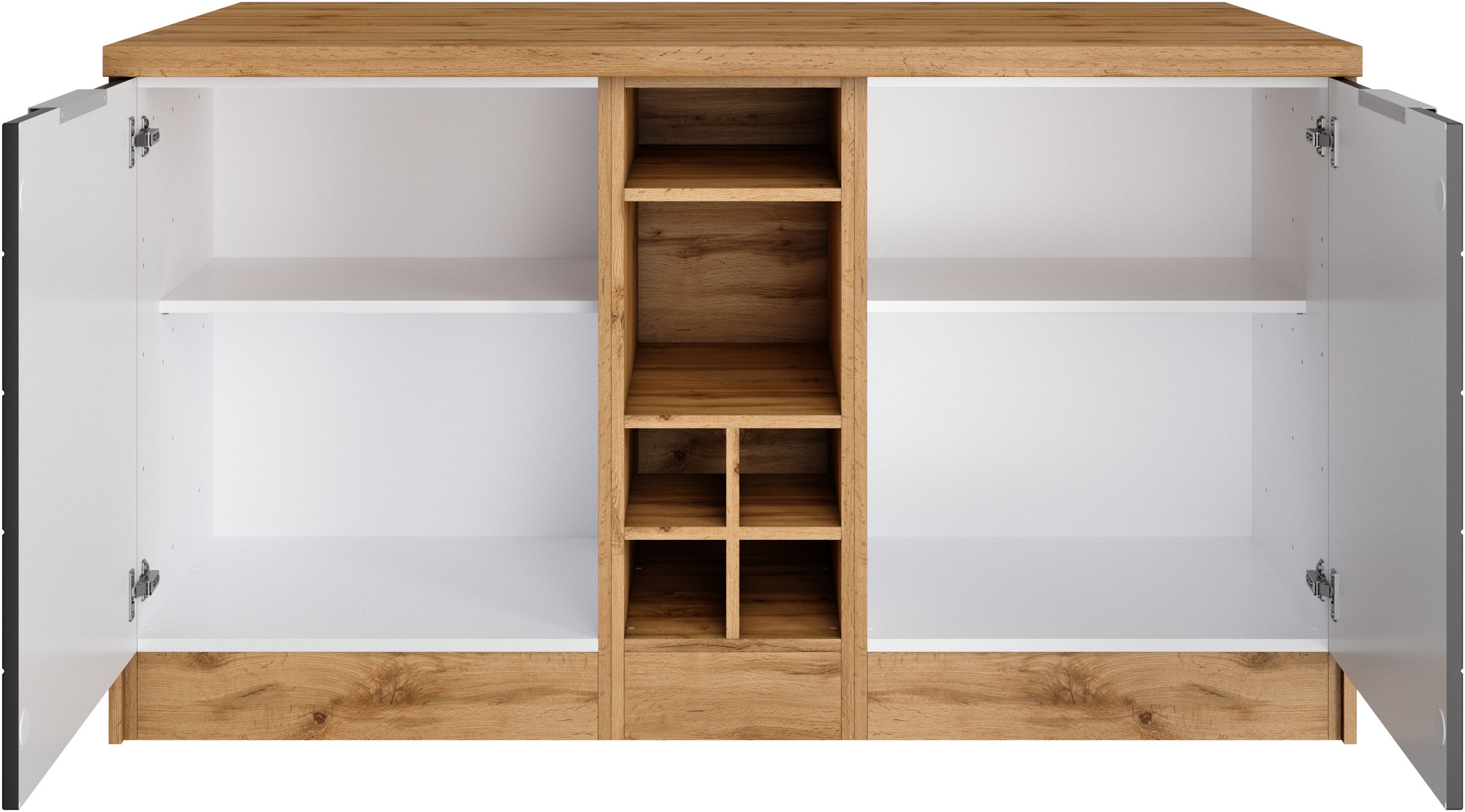 KOCHSTATION Ilot de cuisine »KS-Luhe, Breite 153 cm, mit Flaschenregal« façades MDF, plan de travail épaisseur 38mm
