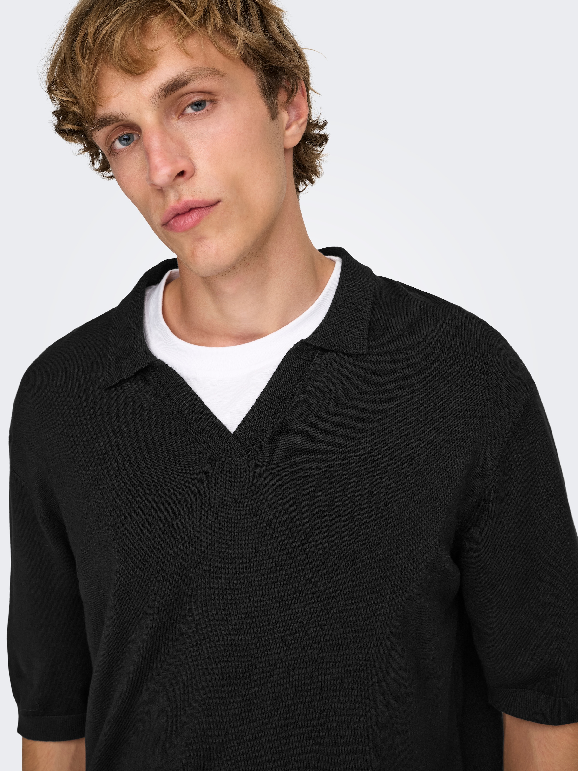 ONLY & SONS Polokragenpullover »ONSWYLER LIFE RLX 12 SS SPLIT KNIT NOOS«