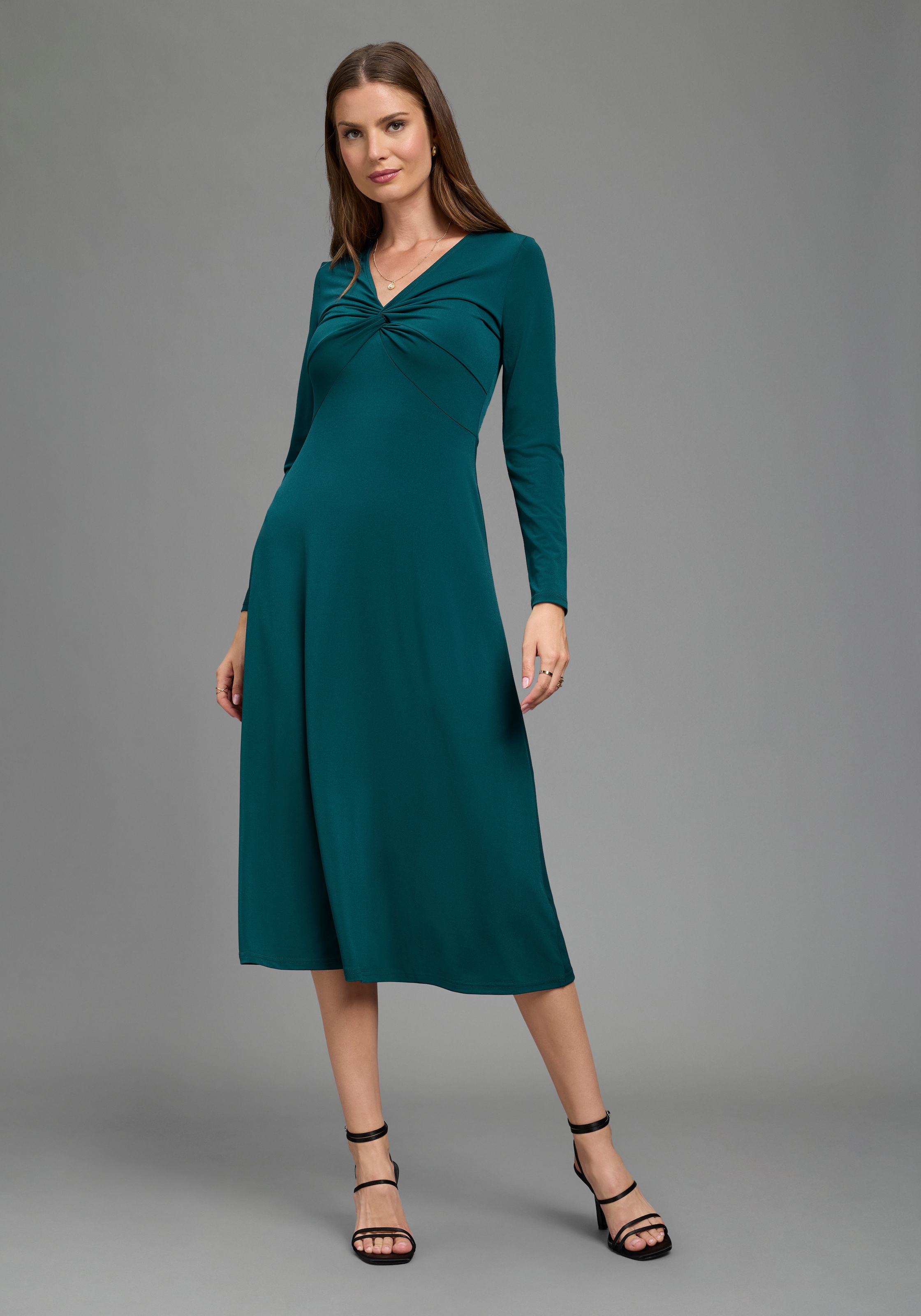 Laura Scott Robe de soirée en tissu stretch doux, coupe cintrée, longueur mollet
