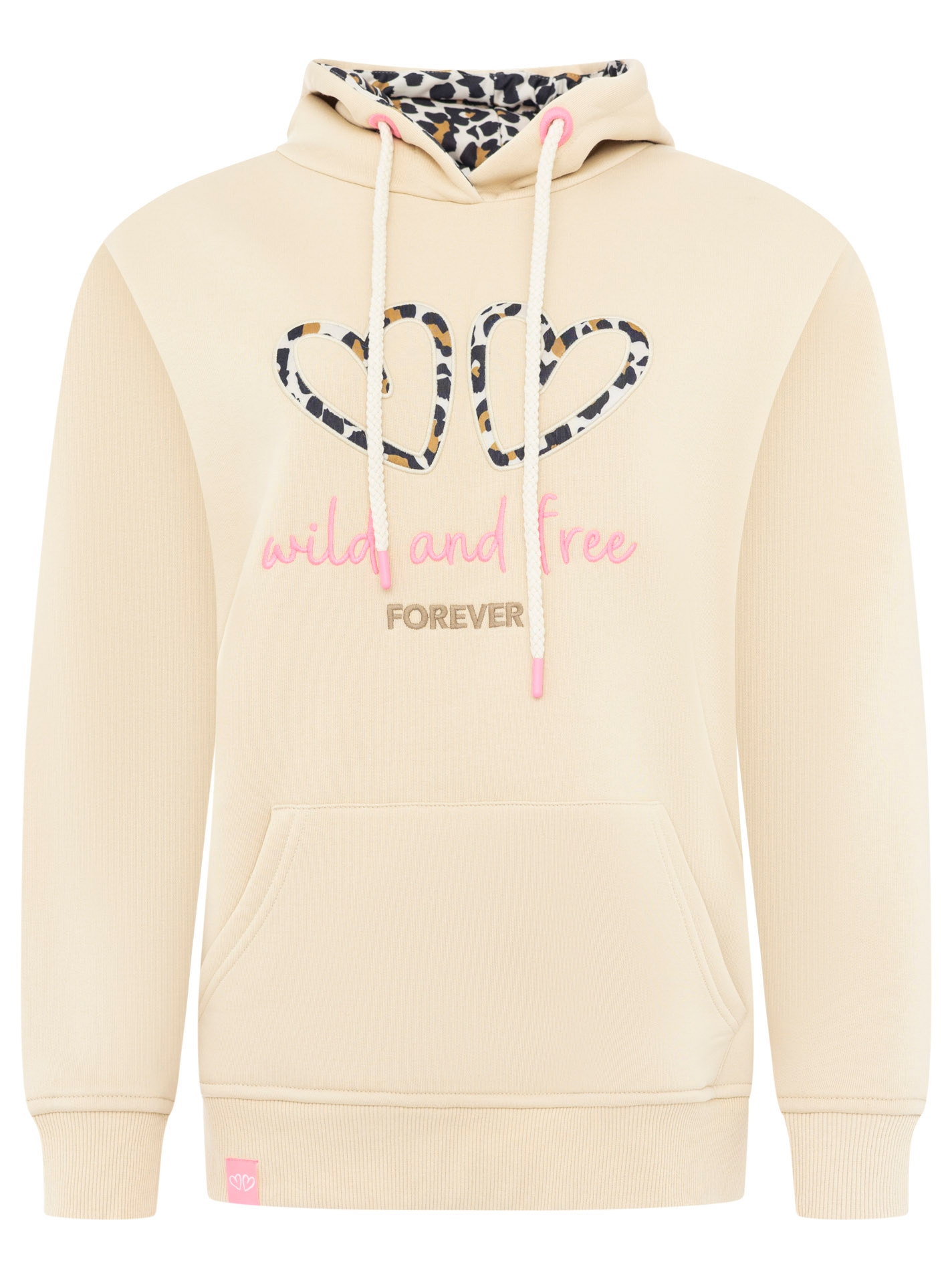 Zwillingsherz Hoodie »"FOREVER wild"«, Deux motifs cœurs brodés, design léopard, capuche, poche kangourou
