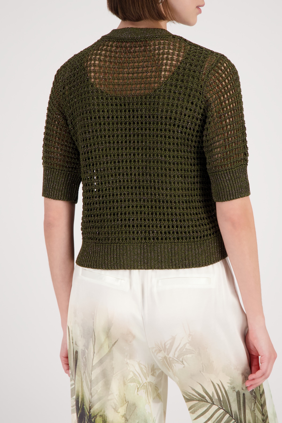 Monari Veste en tricot »Jacke Strick Glanzbändchen« Regular fit mit V-Ausschnitt