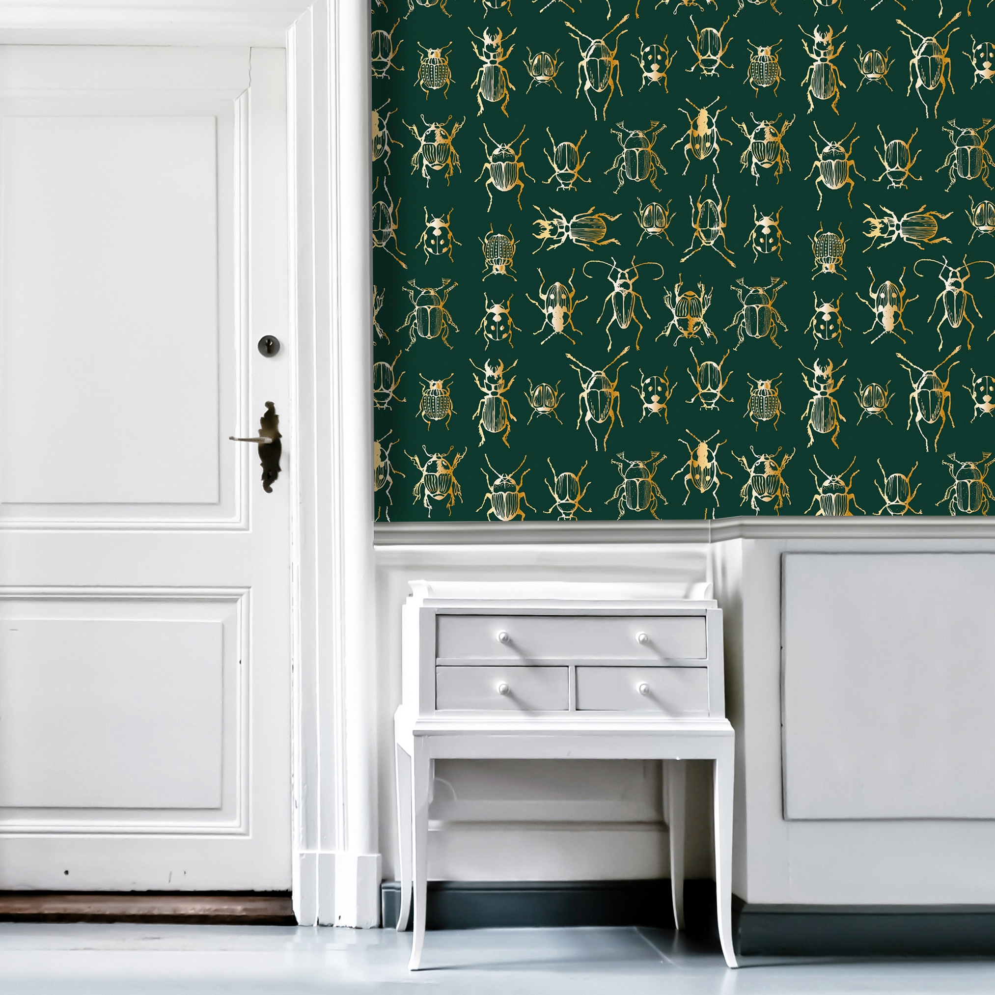 queence Vinyltapete »Insekten gold« Fellimitat | Motiv | Reptilienprägung | bedruckt | tropisch glatt 90x250cm, selbstklebend, kinderleichte Anbringung, , Sticker