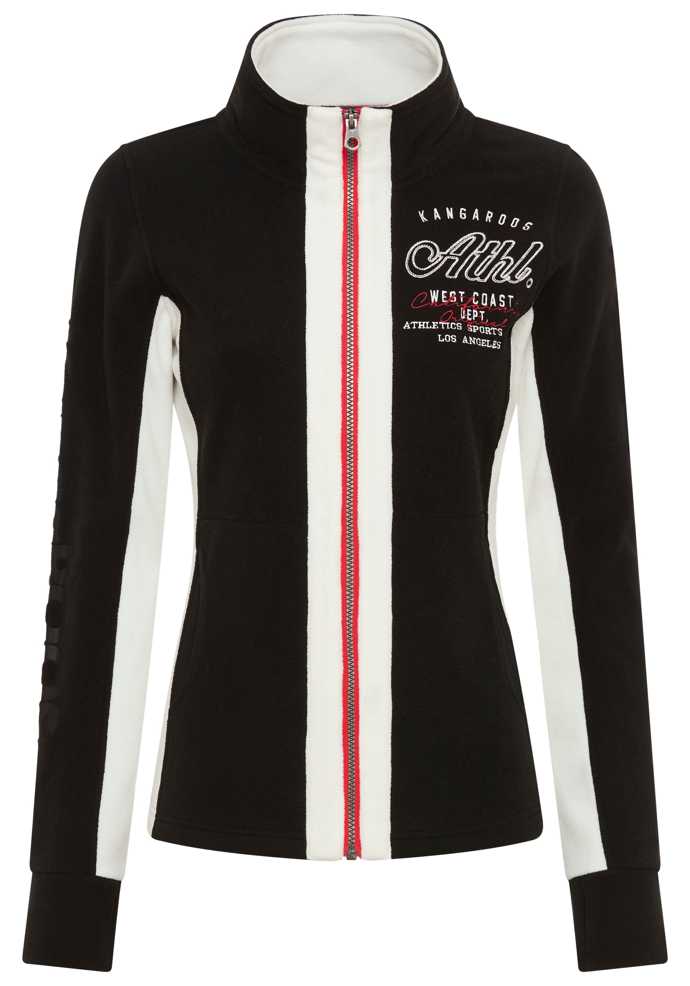 KangaROOS Fleecejacke ohne Kapuze für kalte Tage,  schnelltrocknend,  wärmend,  figurbetonter Schnitt