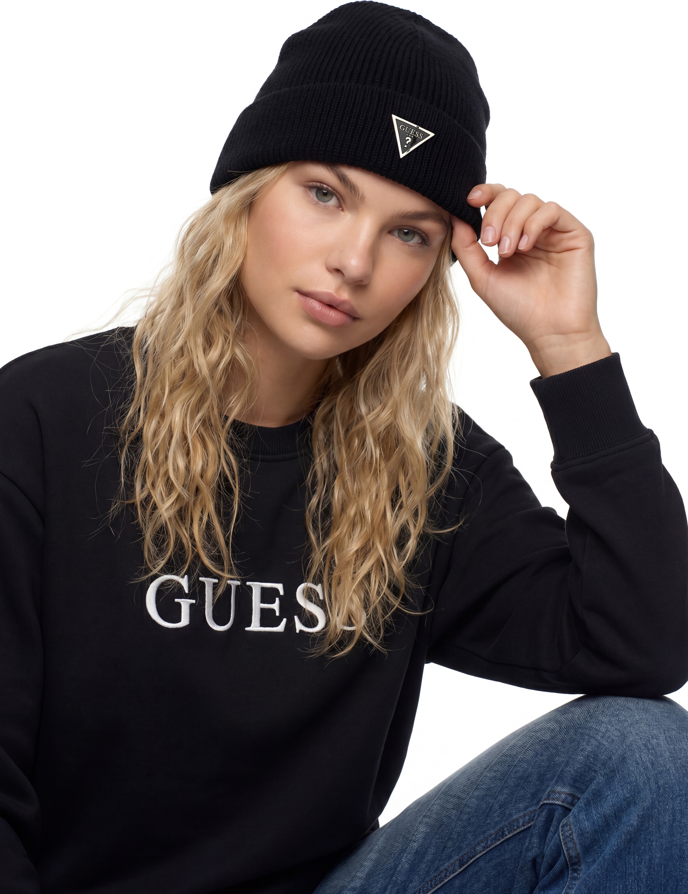 Guess Bonnet tricoté »BEANIE« mit Markenlabel