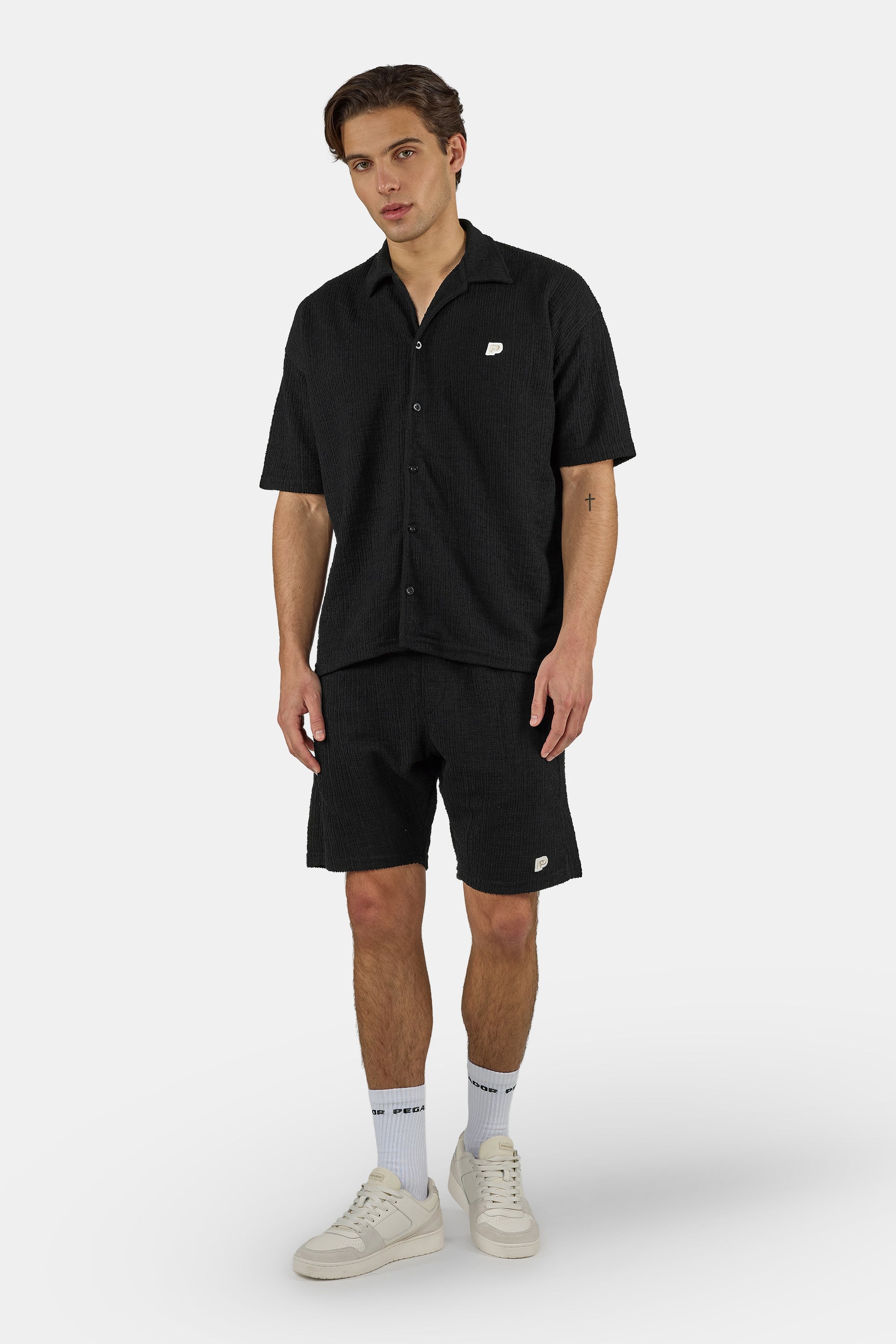 PEGADOR T-shirt à manches courtes »Libco Structured Knit Shirt« mélange de matériaux, coupe régulière