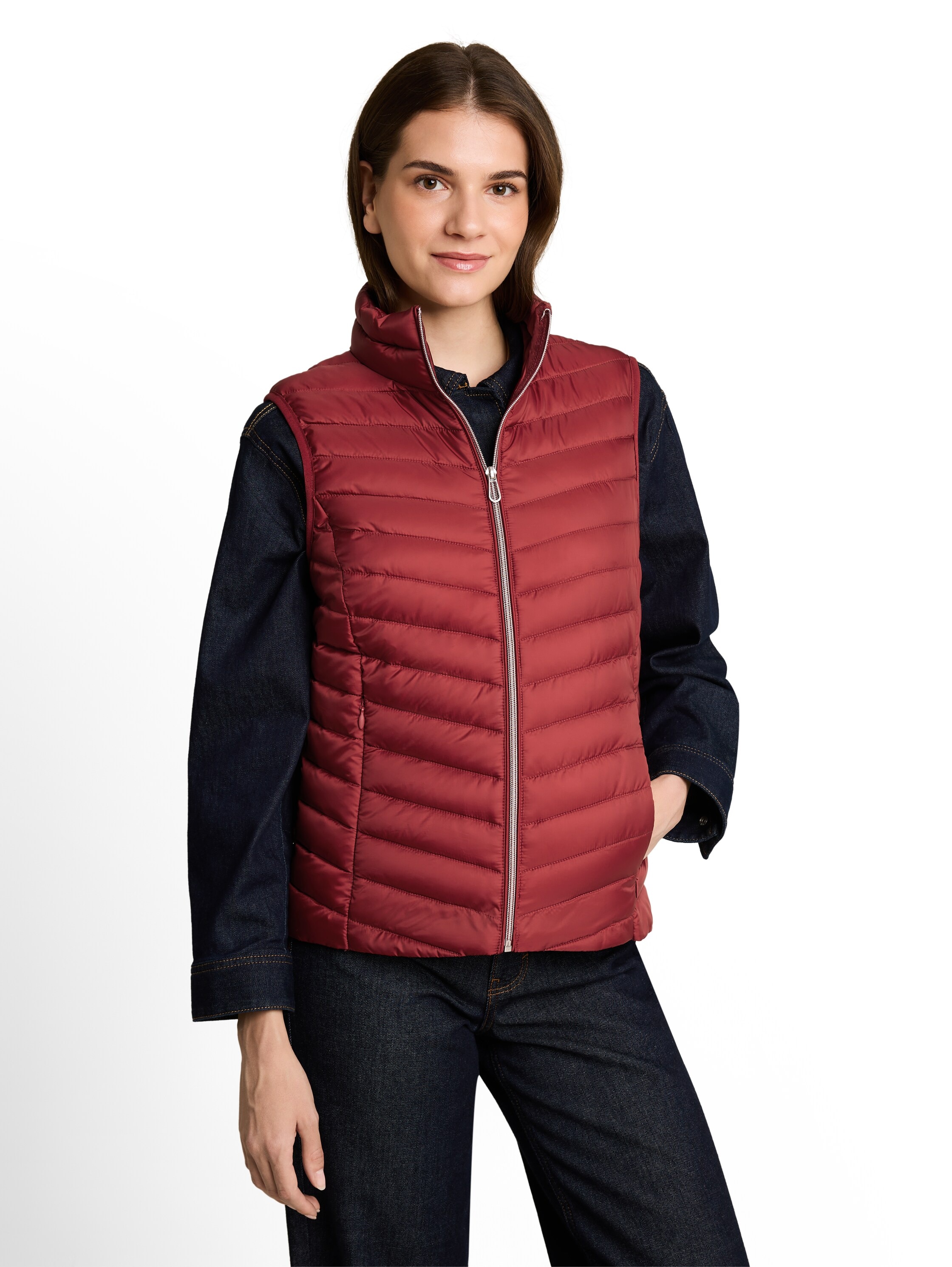 TOM TAILOR Gilet matelassé avec col montant et fine structure matelassée